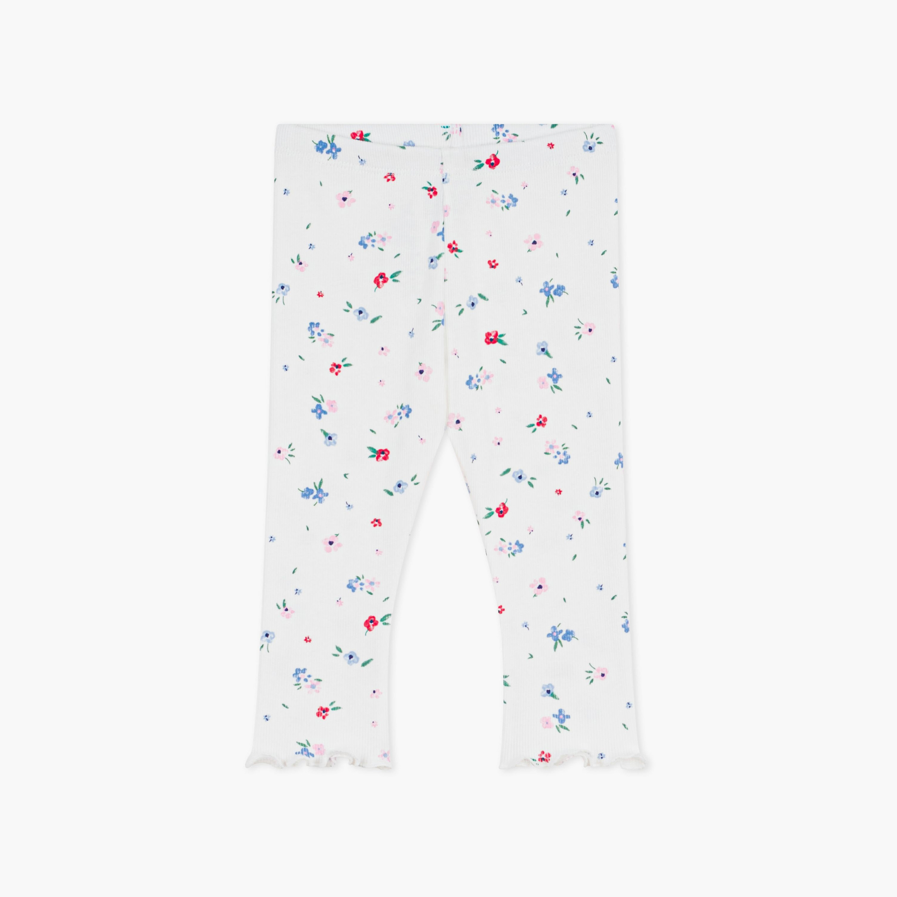 ليجنز قطني بطبعة فلورال زهور وخصر مطاطي من بيتي باتو-baby-girls-clothing-bottoms-leggings-image-1