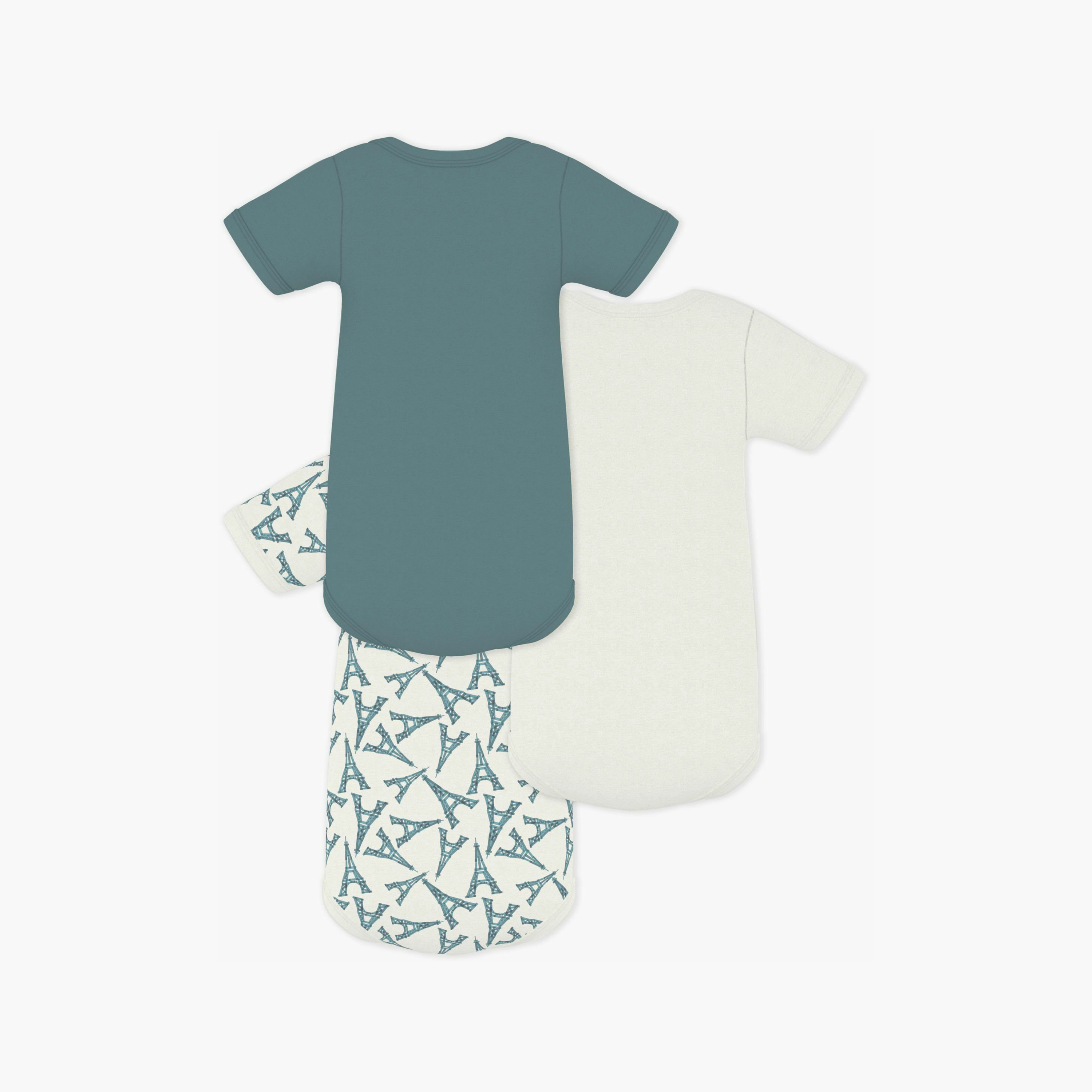 Petit Bateau 3-Piece Short Sleeves Eiffel Tower Printed Bodysuit-baby-boys-clothing-bodysuits-image-2
