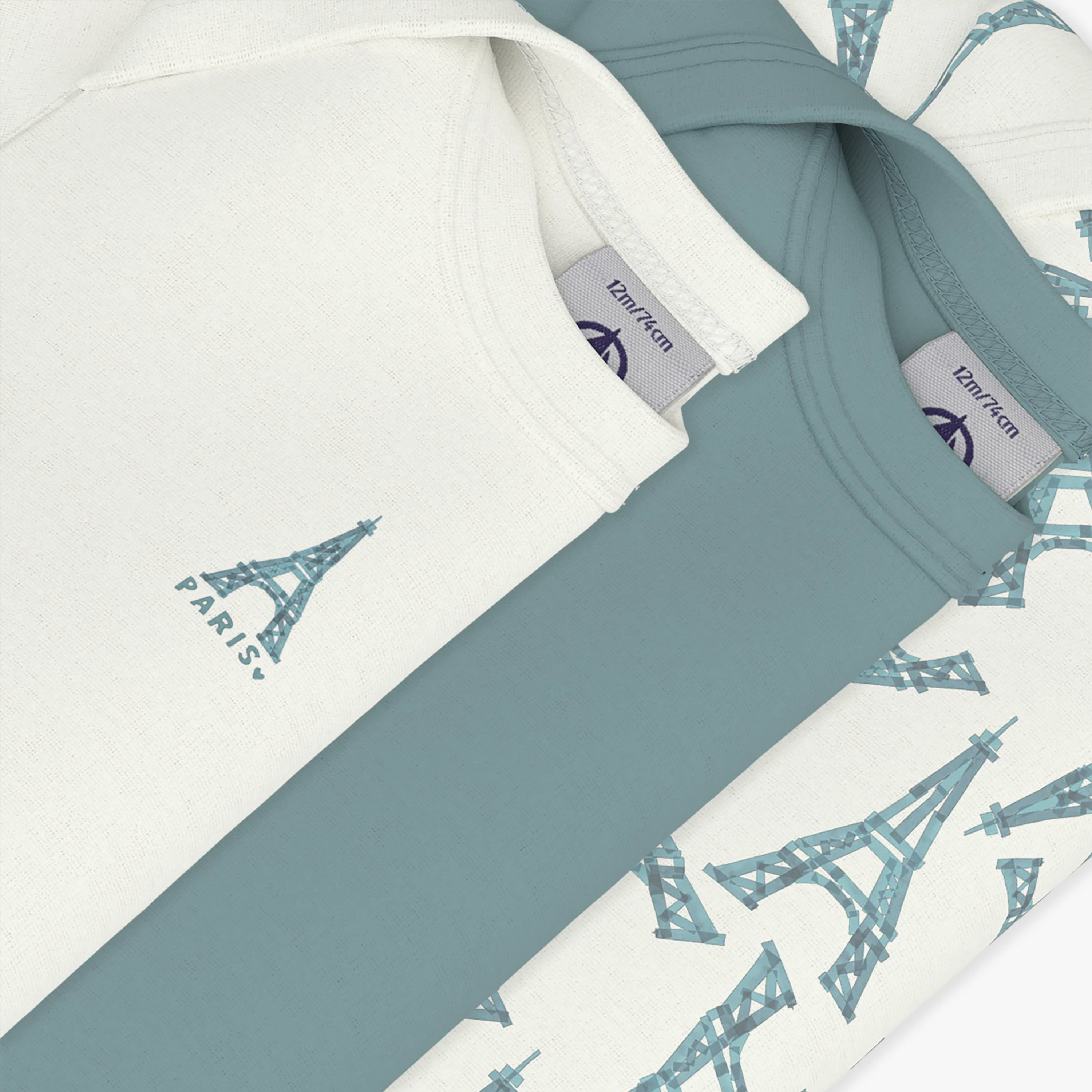 Petit Bateau 3-Piece Short Sleeves Eiffel Tower Printed Bodysuit-baby-boys-clothing-bodysuits-image-3