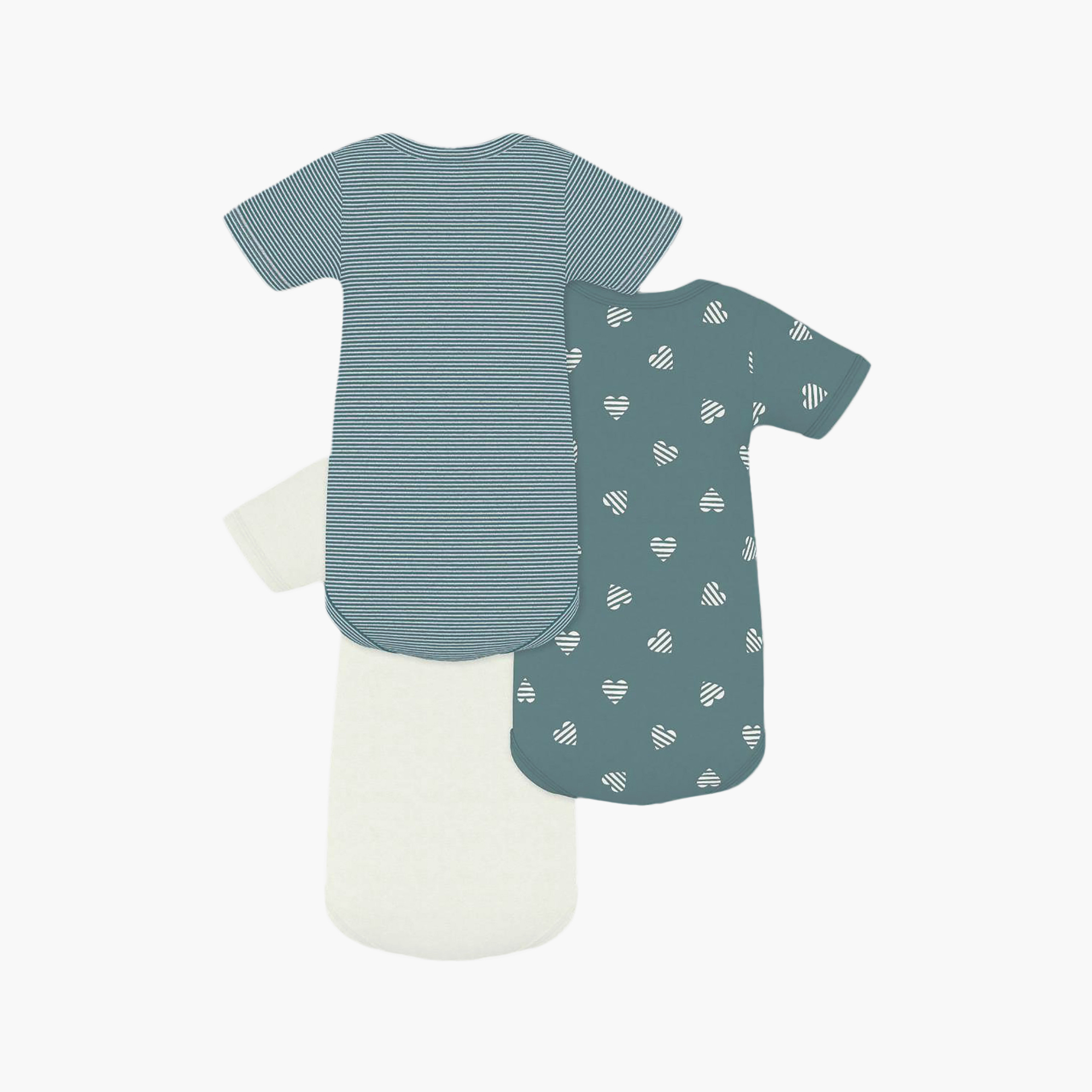 Petit Bateau 3-Piece Short Sleeves Hearts Printed Bodysuit-baby-boys-clothing-bodysuits-image-2