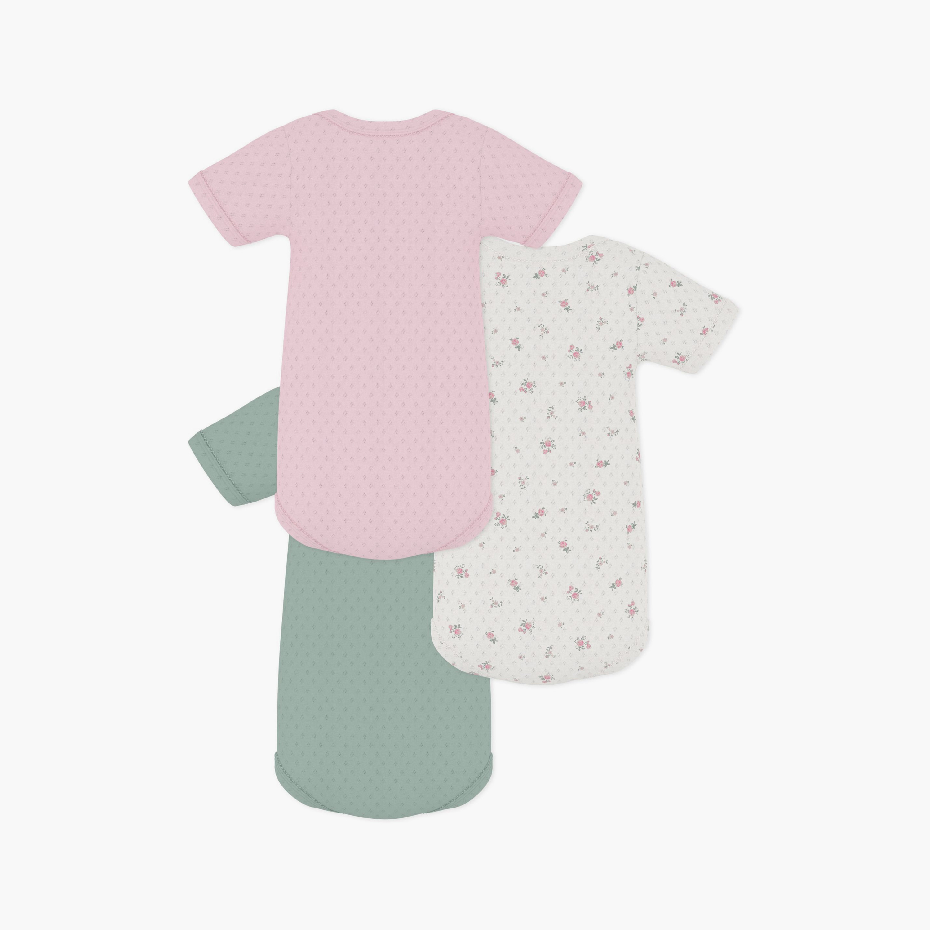 Petit Bateau 3-Piece Short Sleeves Flowers Printed Bodysuit-baby-girls-clothing-bodysuits-image-2