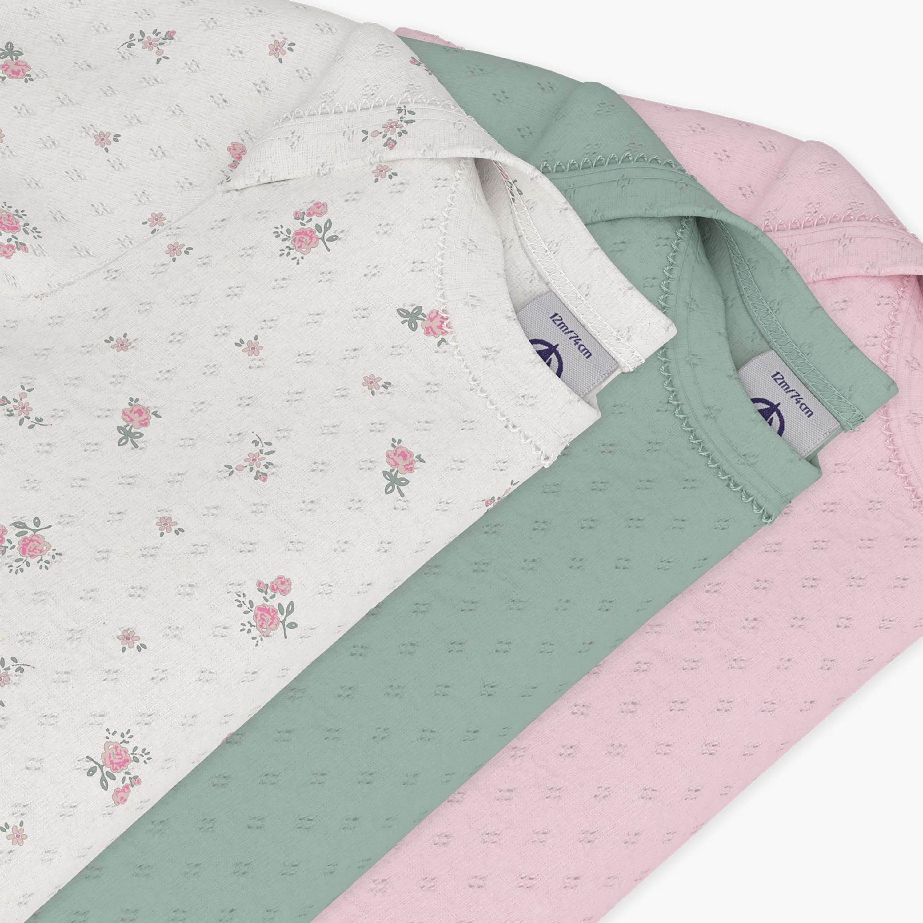 Petit Bateau 3-Piece Short Sleeves Flowers Printed Bodysuit-baby-girls-clothing-bodysuits-image-3