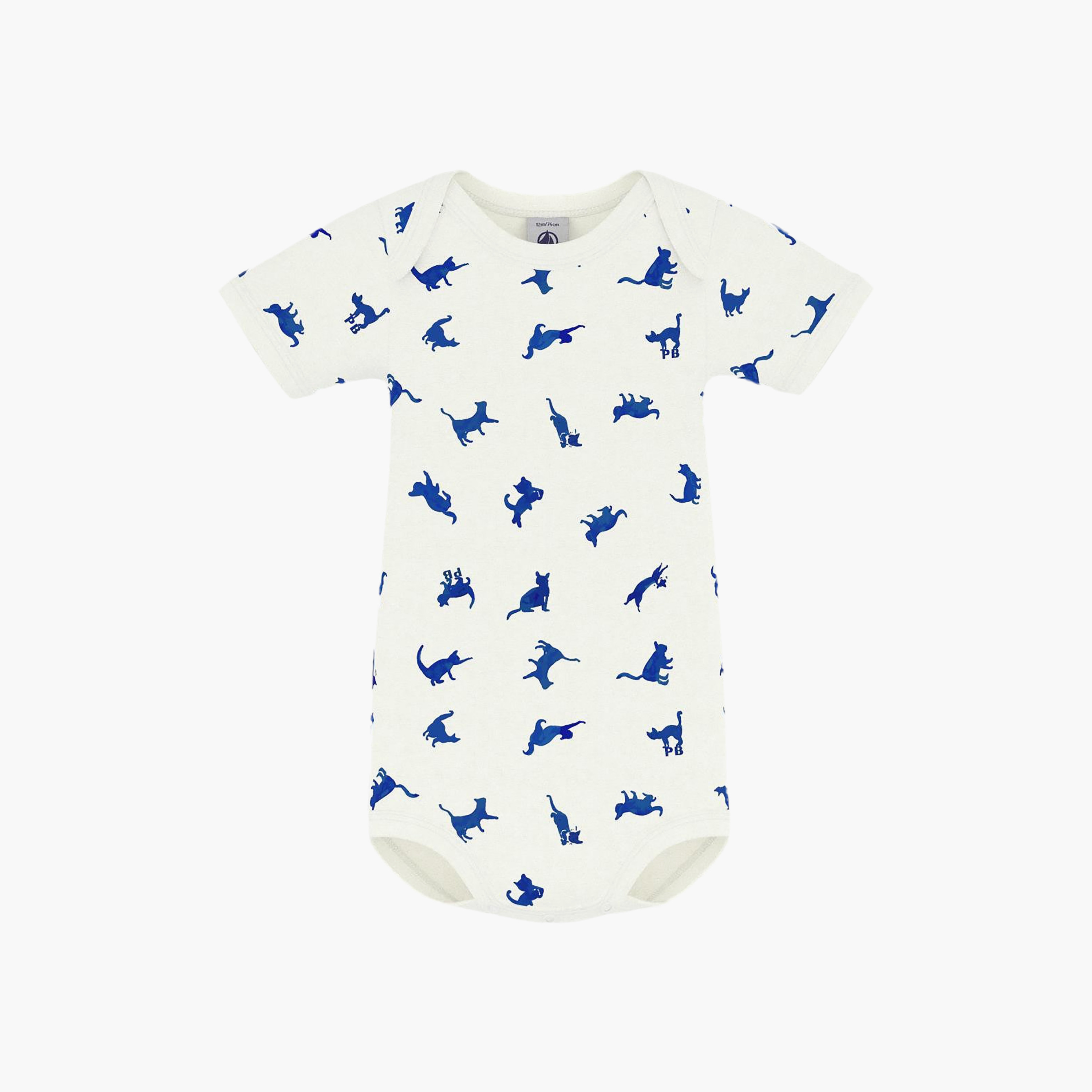 Petit Bateau Short Sleeves Cat Printed Bodysuit-baby-boys-clothing-bodysuits-image-1