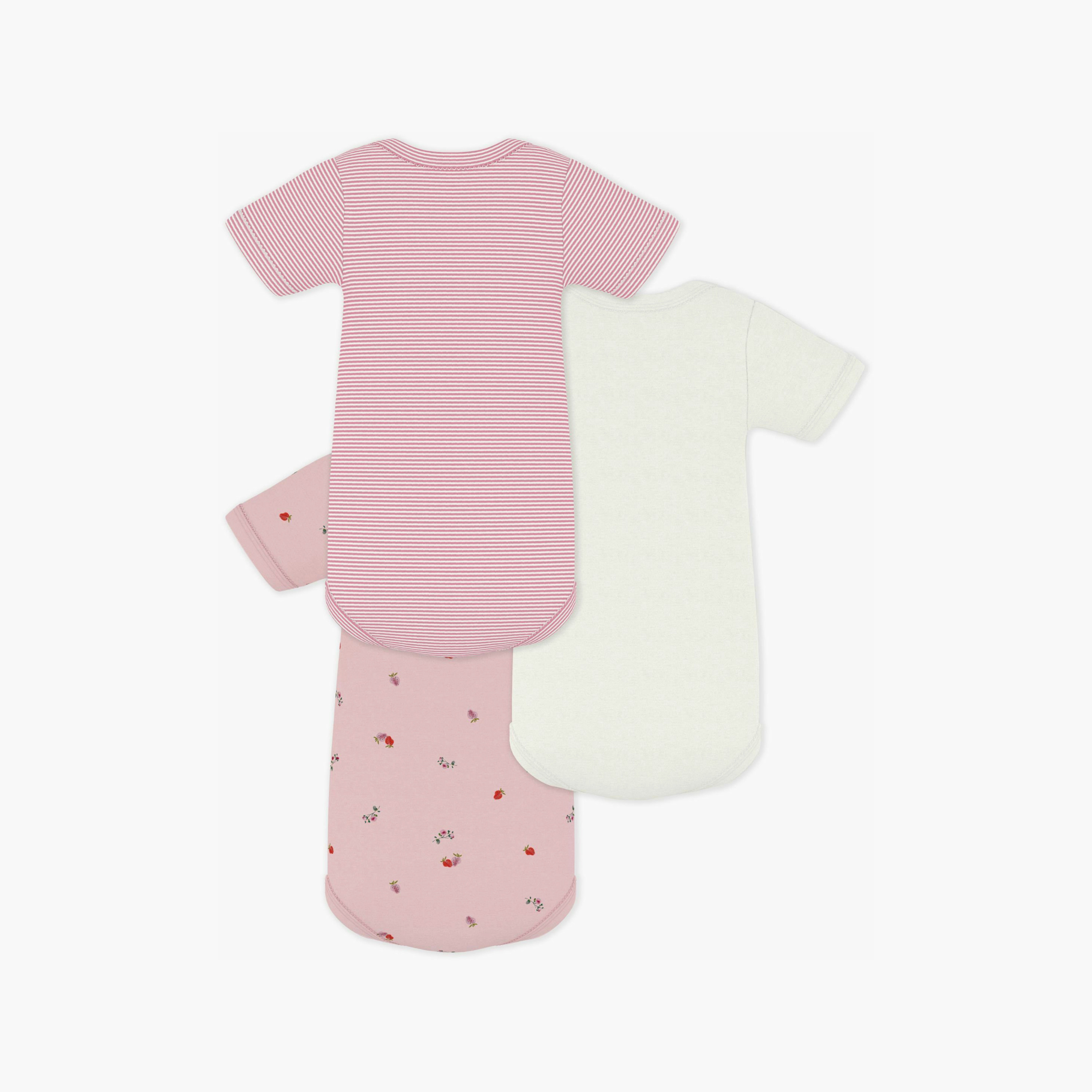 طقم بودي سوت أكمام قصيرة بطبعة زهور مكون من 3 قطع من بيتي باتو-baby-girls-clothing-bodysuits-image-2
