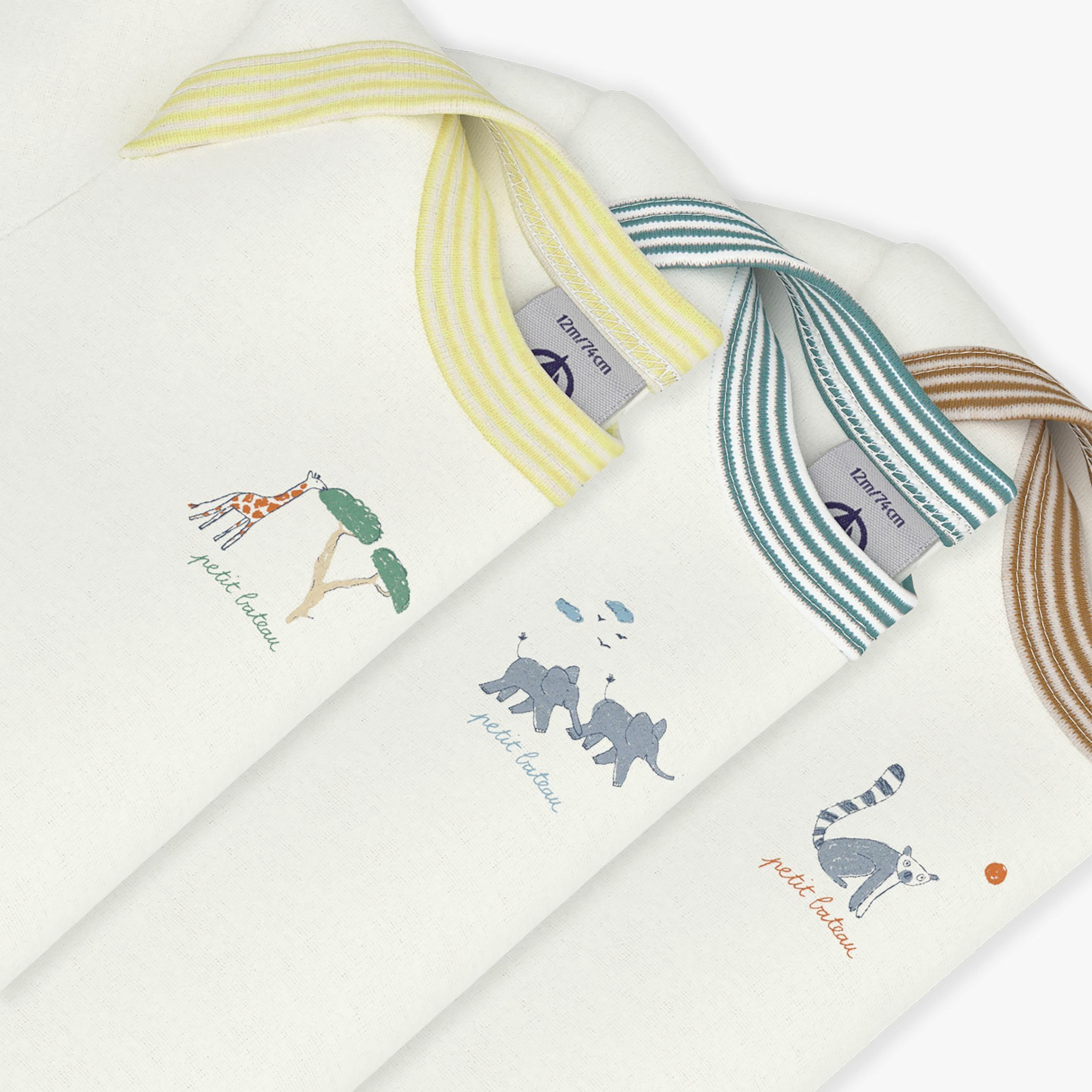 Petit Bateau 3-Piece Short Sleeves Animal Printed Bodysuit-baby-boys-clothing-bodysuits-image-3