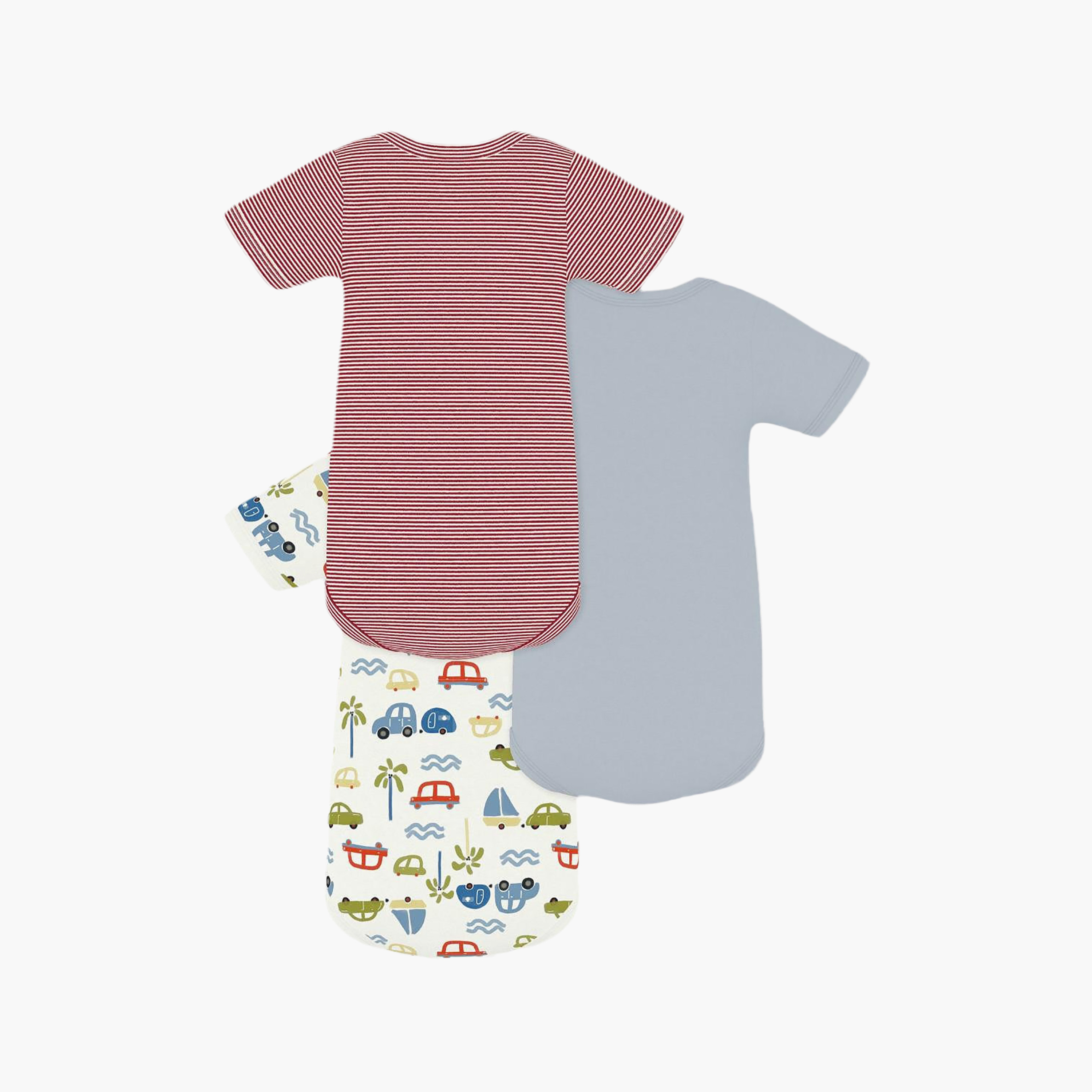 Petit Bateau 3-Piece Short Sleeves Car Printed Bodysuit-baby-boys-clothing-bodysuits-image-2