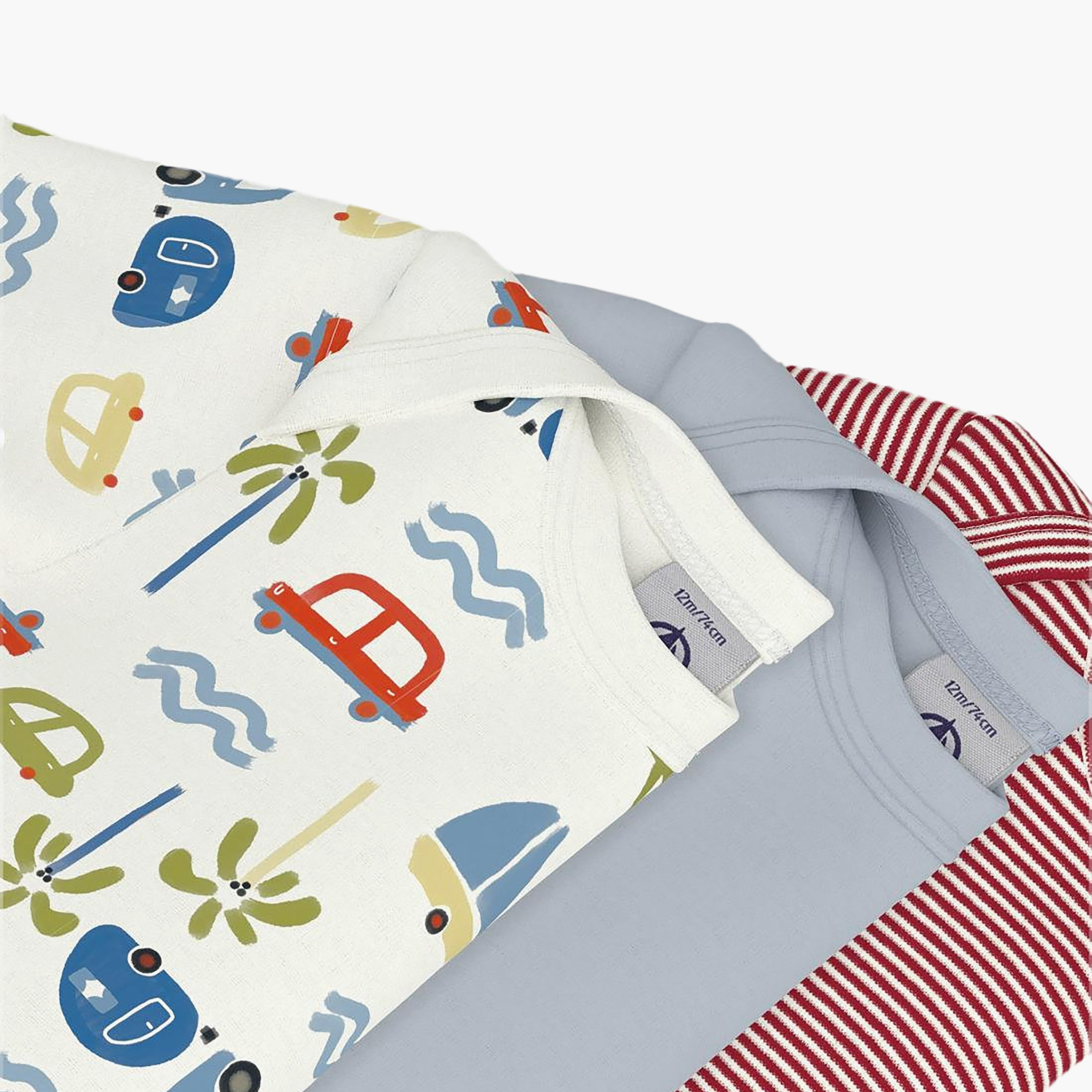 Petit Bateau 3-Piece Short Sleeves Car Printed Bodysuit-baby-boys-clothing-bodysuits-image-3