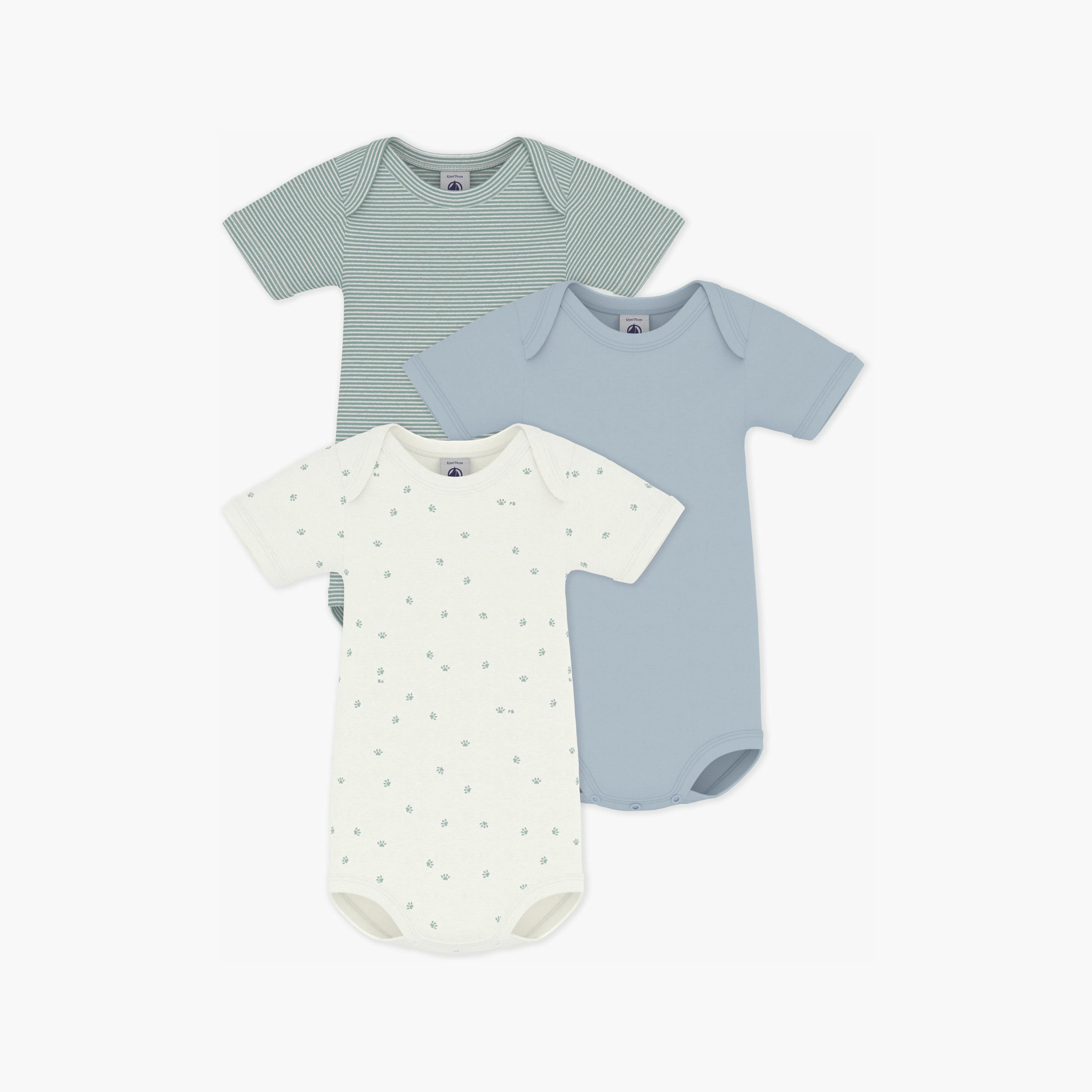 طقم بودي سوت أكمام قصيرة بطبعة أقدام حيوانات مكون من 3 قطع من بيتي باتو-baby-boys-clothing-bodysuits-image-1
