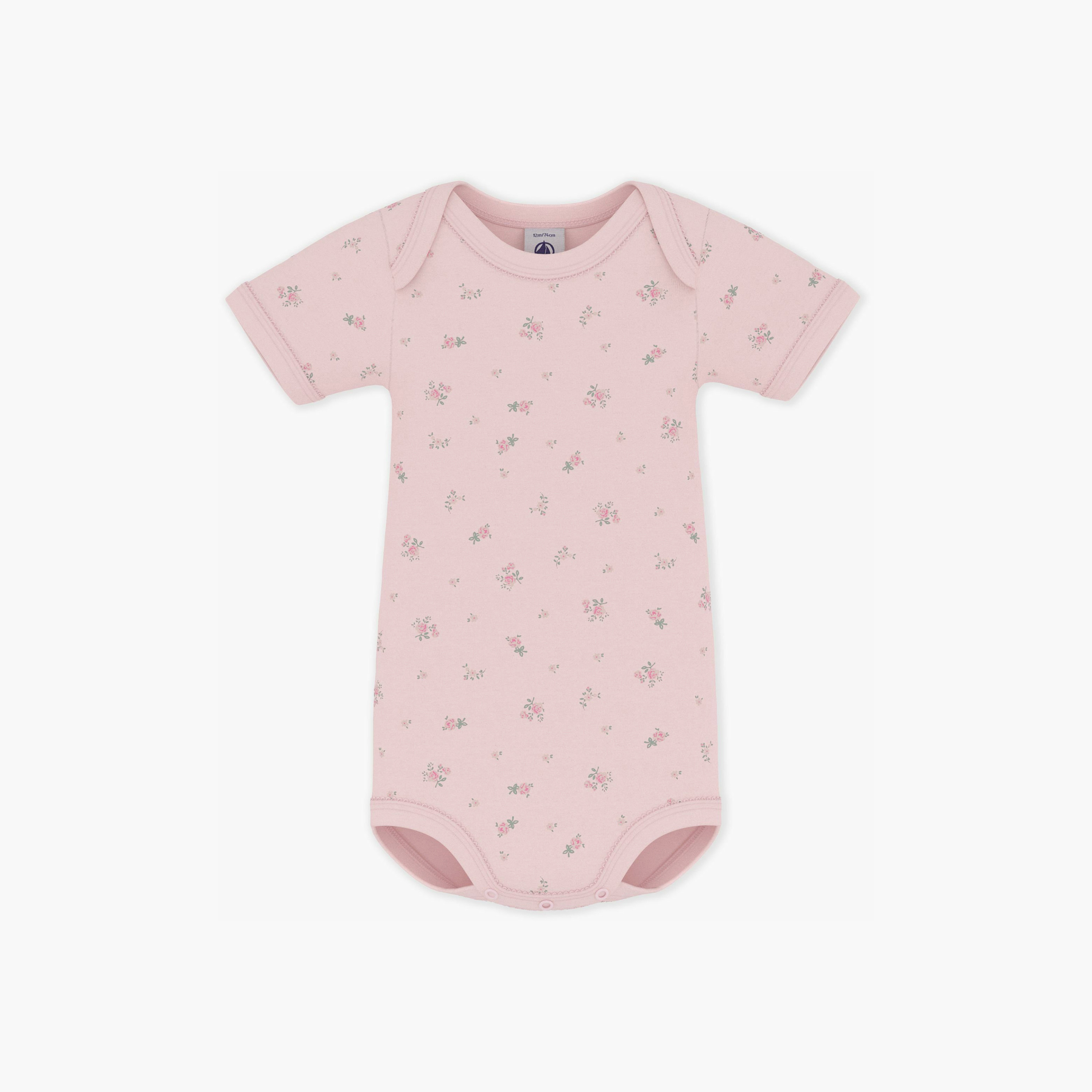 Petit Bateau Short Sleeves Floral Print Bodysuit-baby-girls-clothing-bodysuits-image-1