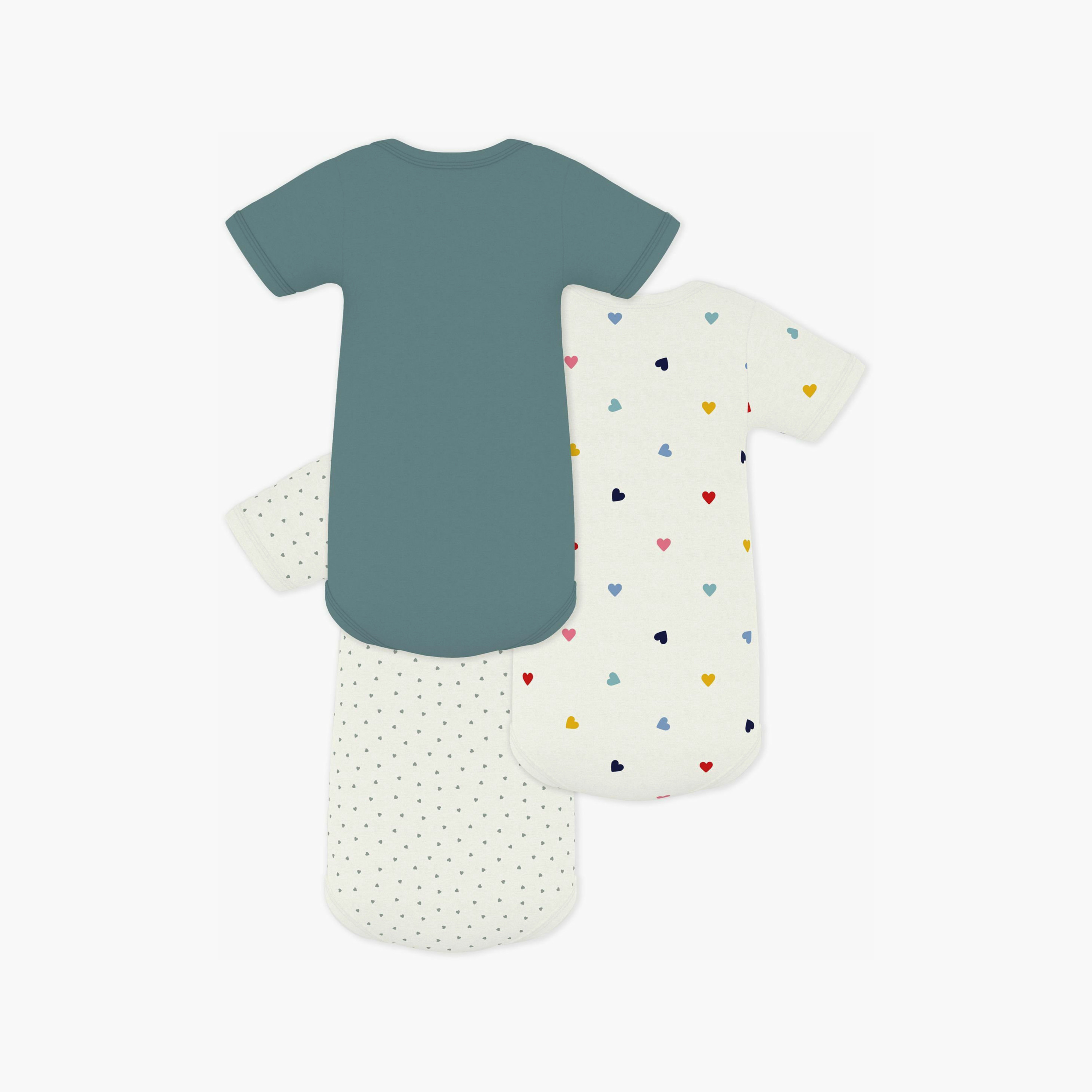 Petit Bateau 3-Piece Short Sleeves Hearts Printed Bodysuit-baby-boys-clothing-bodysuits-image-2