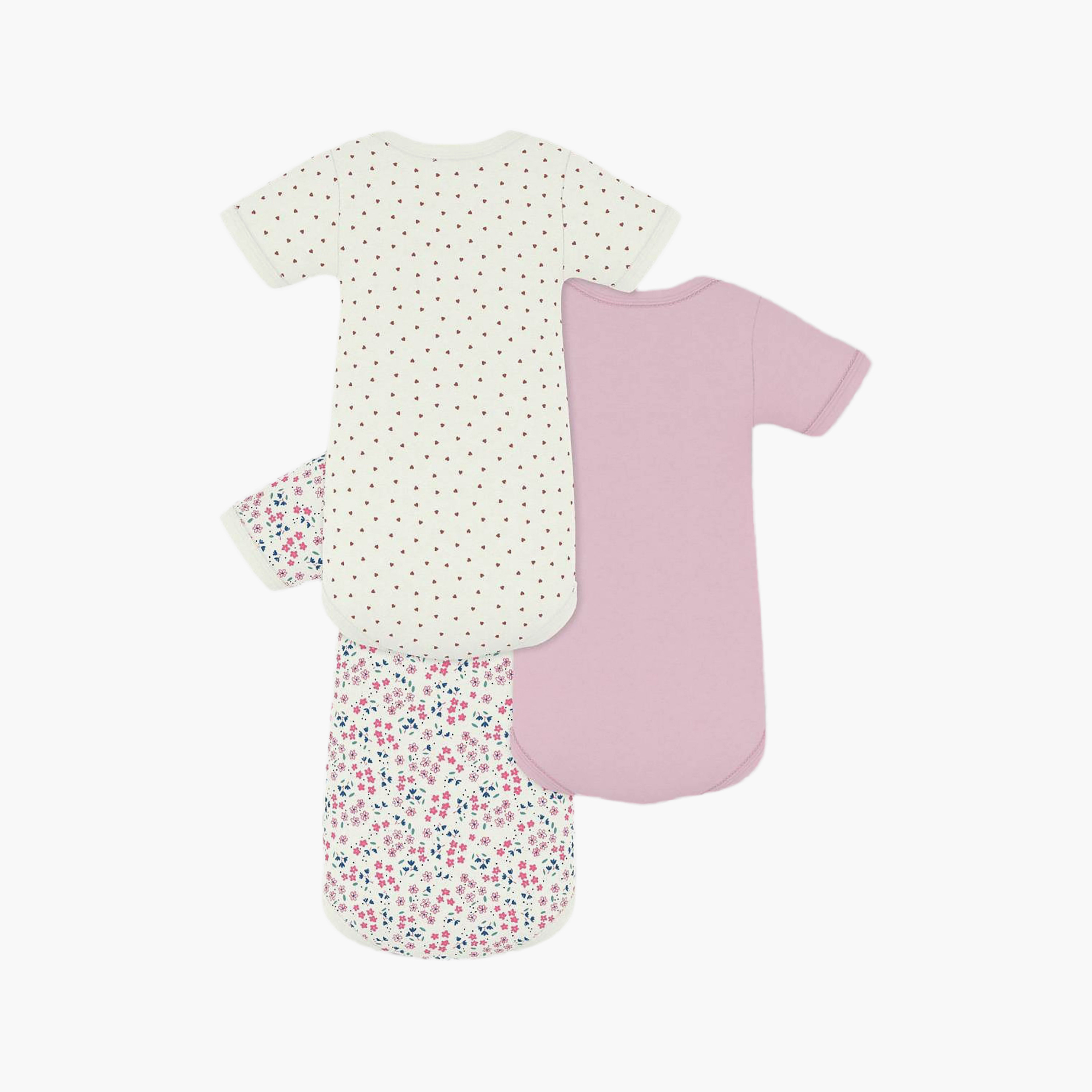 Petit Bateau 3-Piece Short Sleeves Floral Print Bodysuit-baby-girls-clothing-bodysuits-image-2