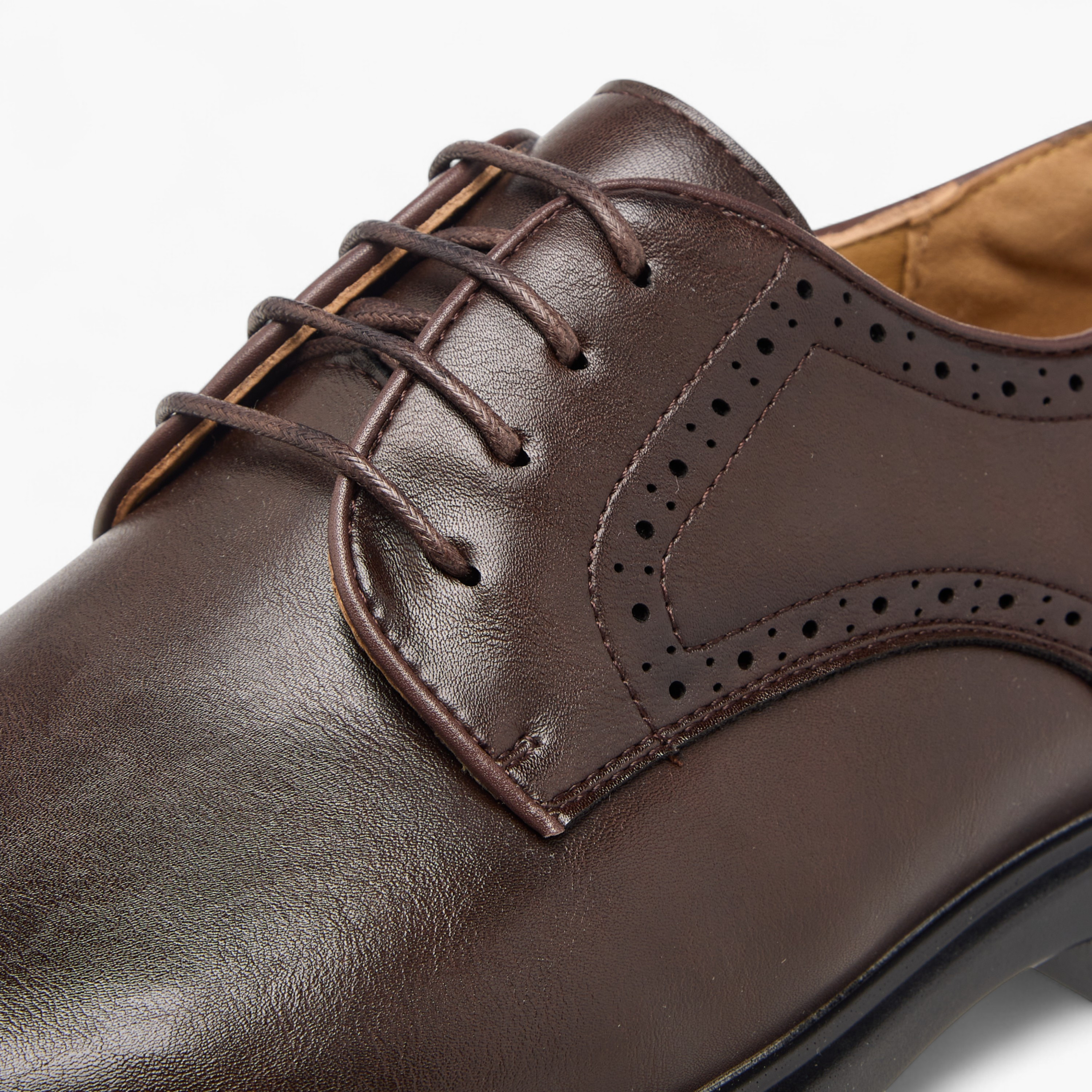 Duchini Men's Textured Derby Shoes with Lace-Up Closure-men-shoes-formalshoes-image-4