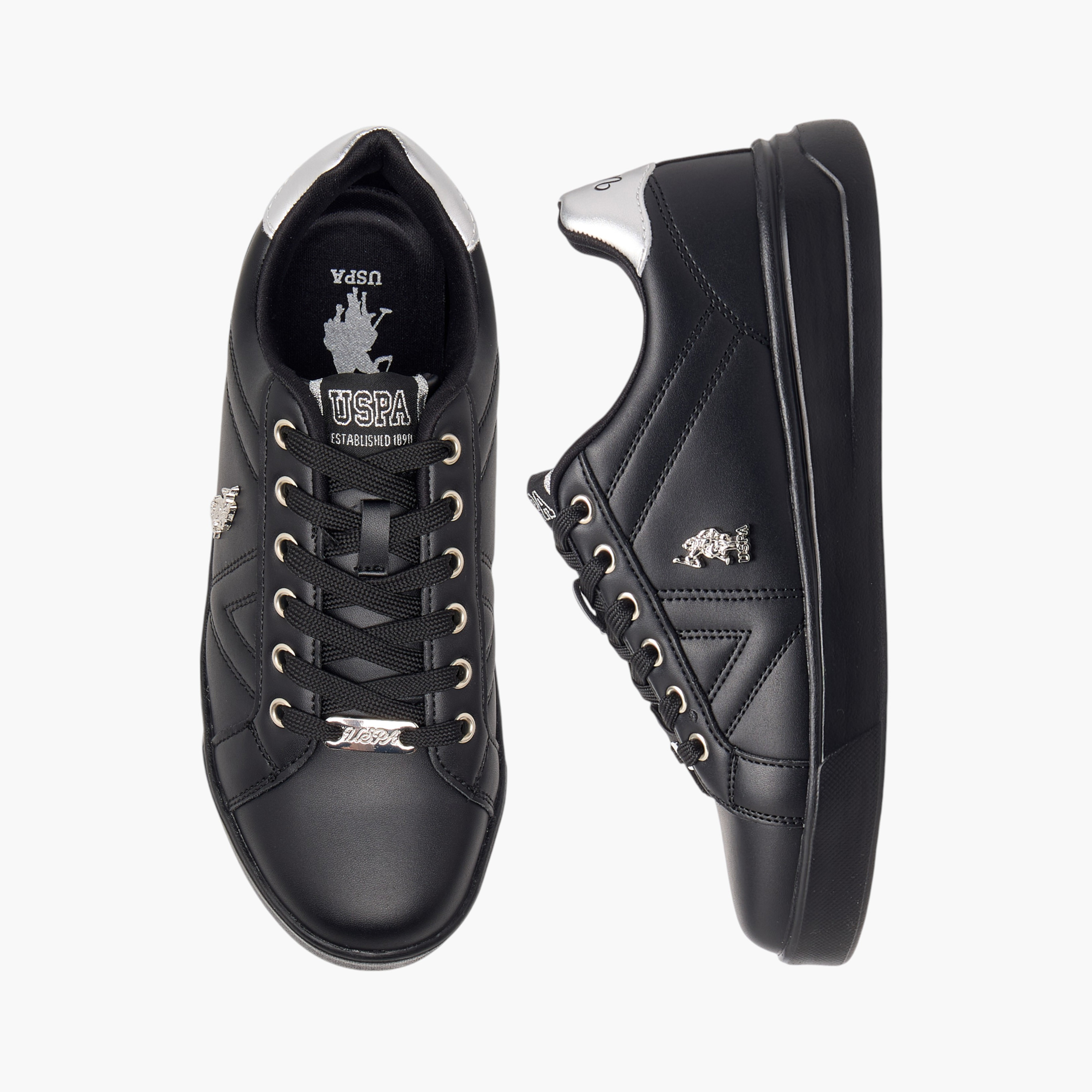 U.S. Polo Assn Women's Logo Detail Sneakers with Lace-Up Closure-women-shoes-sneakers-image-1