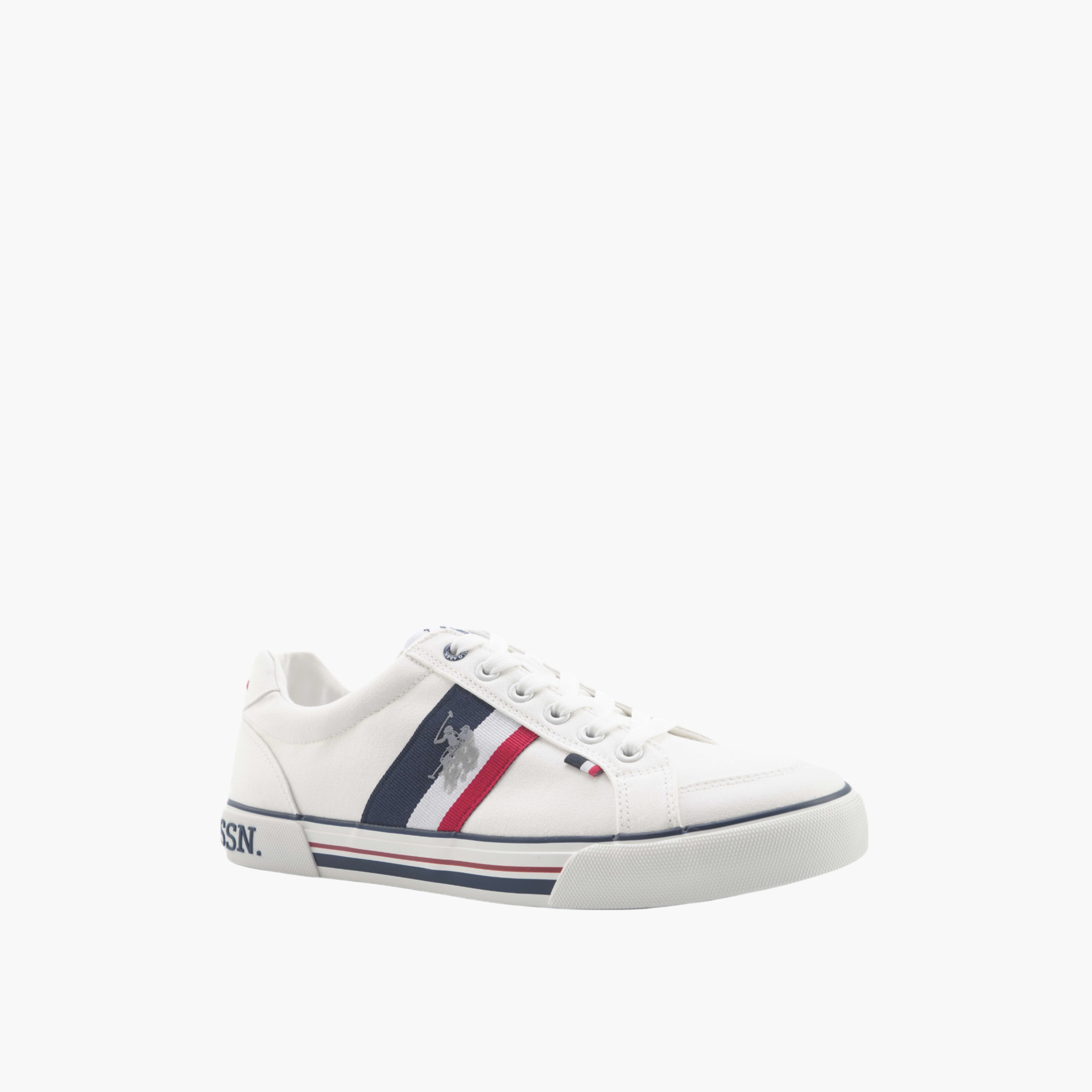 حذاء سنيكرز قماش برباط وطبعات شعار من يو اس بولو أسن-men-shoes-sneakers-image-1