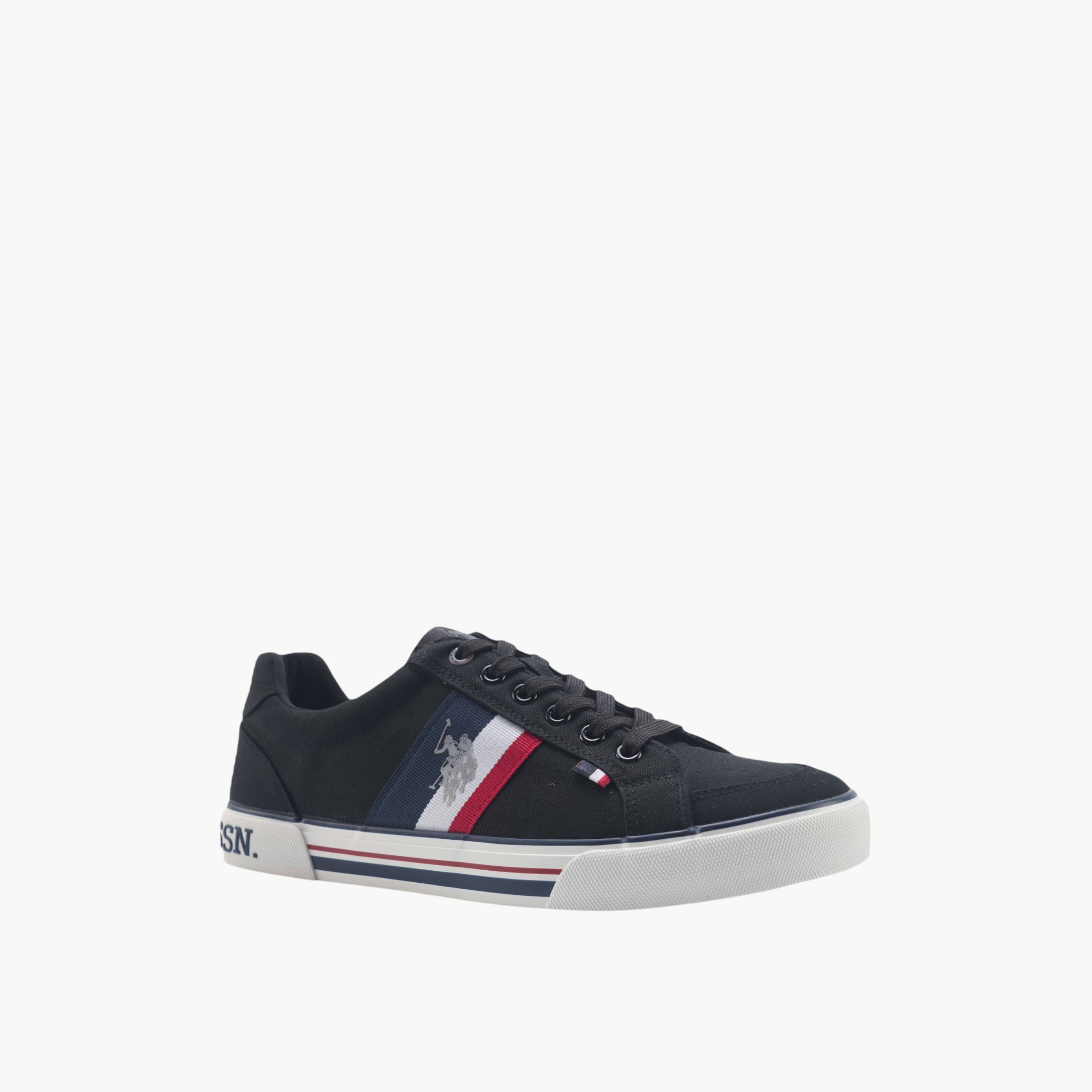 U.S. Polo Assn Logo Print Lace-Up Canvas Sneakers-men-shoes-sneakers-image-1