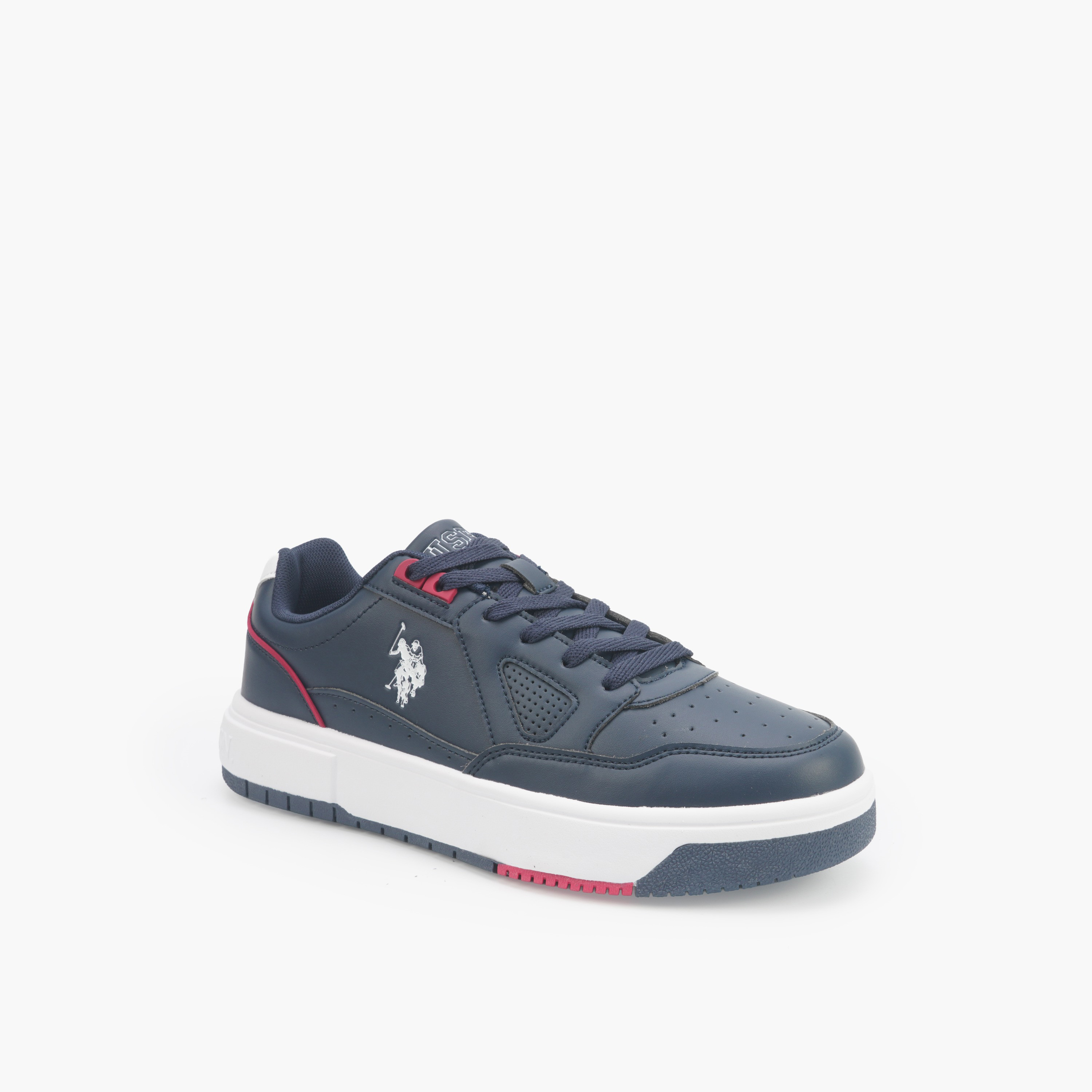 حذاء سنيكرز بطول الكاحل ورباط إغلاق وطبعات شعار للرجال من يو إس بولو أسن-men-shoes-sneakers-image-1