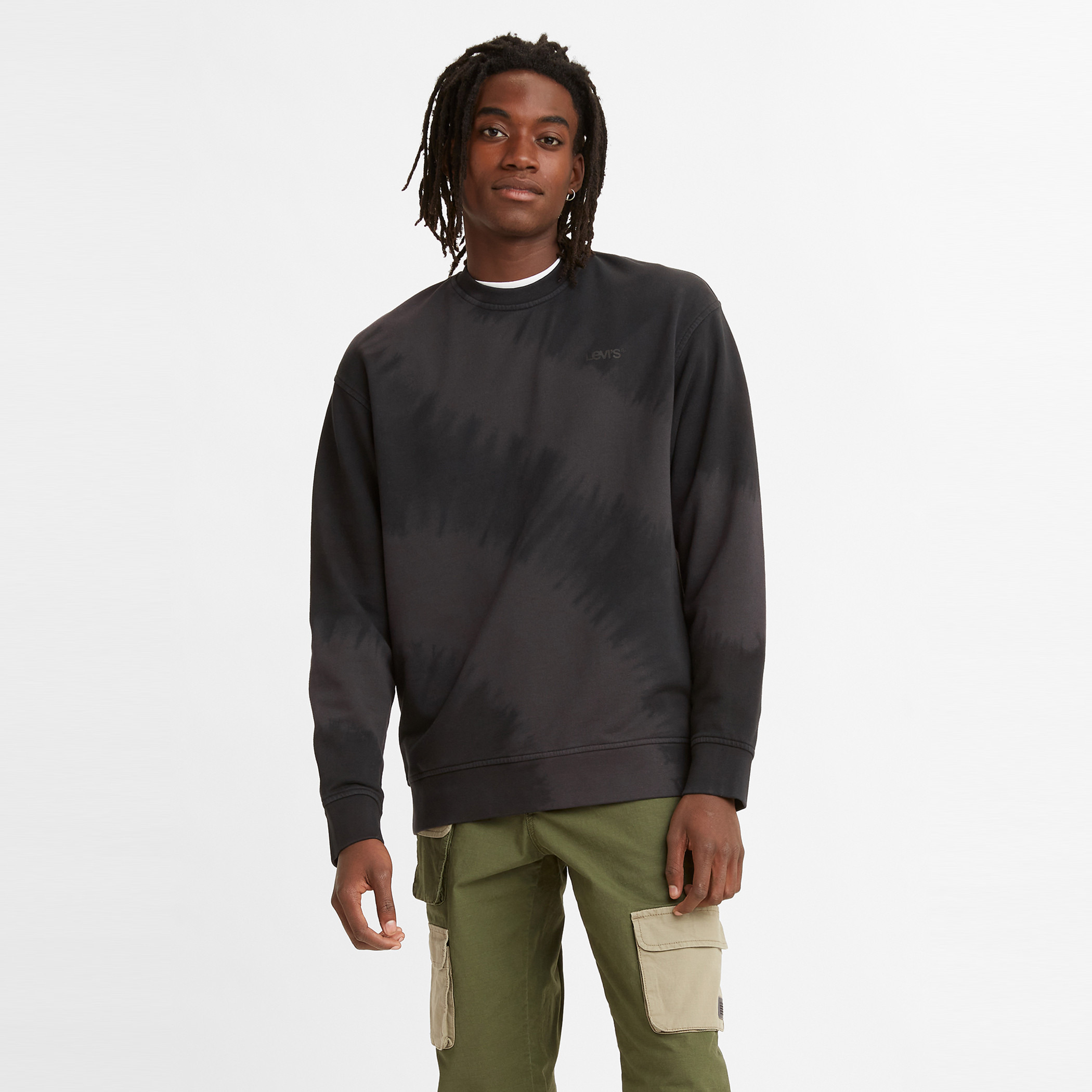 Levi's Men Black Tie & Dye Crew Neck Long Sleeves Sweatshirt-men-winterwear-hoodiesandsweatshirts-image-1