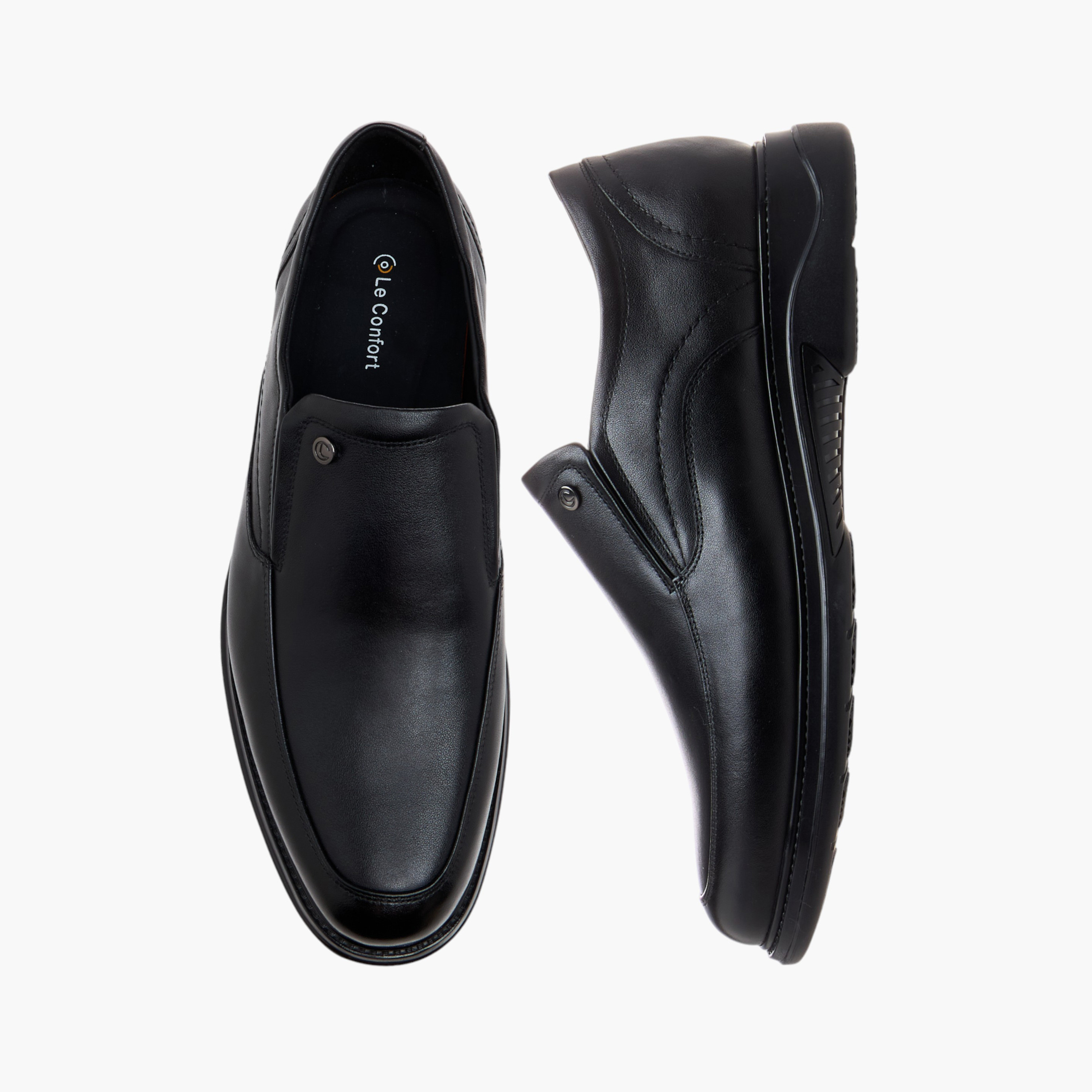 Le Confort Leather Solid Slip-On Loafers-men-shoes-formalshoes-image-1