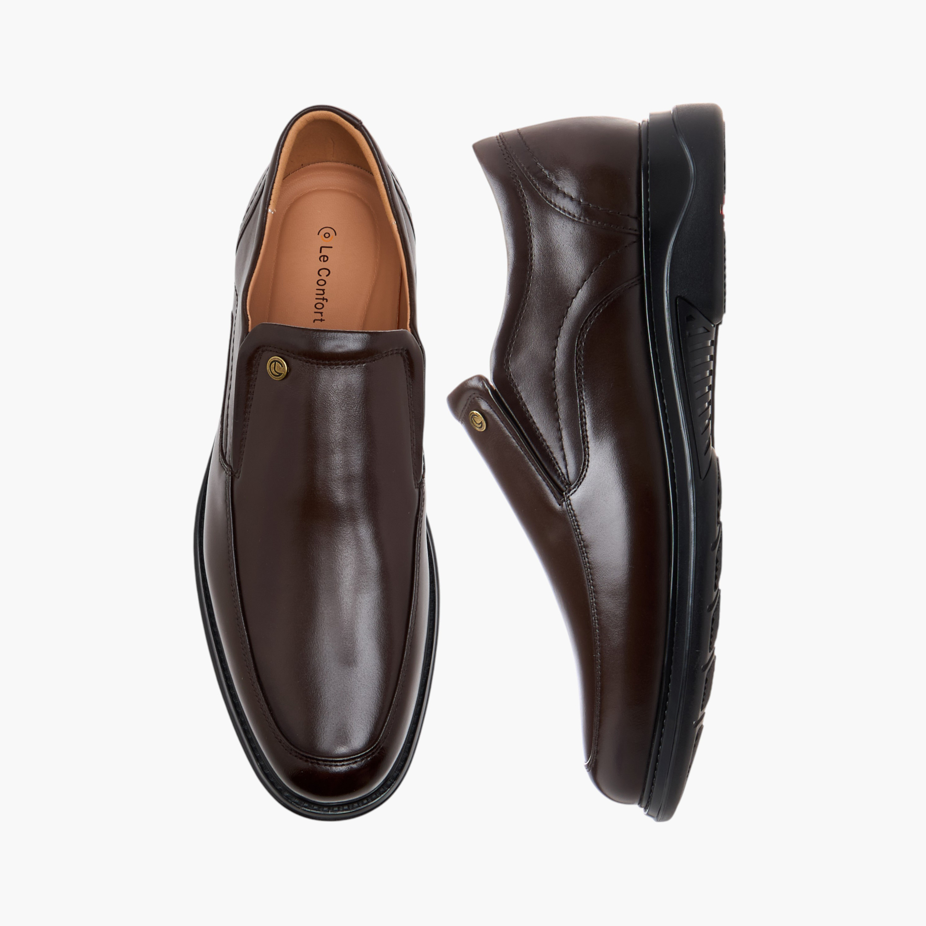 Le Confort Leather Solid Slip-On Loafers-men-shoes-loafersandmoccasins-image-1