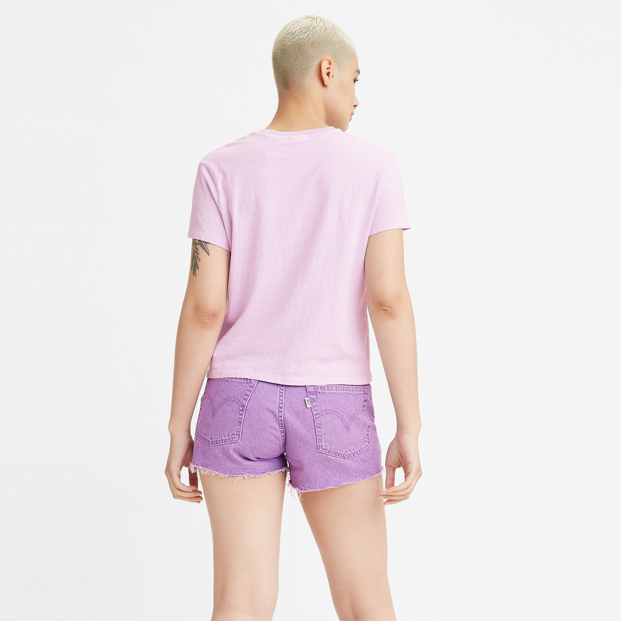 Levi's Women Pink Solid Crew Neck Short Sleeves T-Shirt-women-clothing-tshirts-image-2