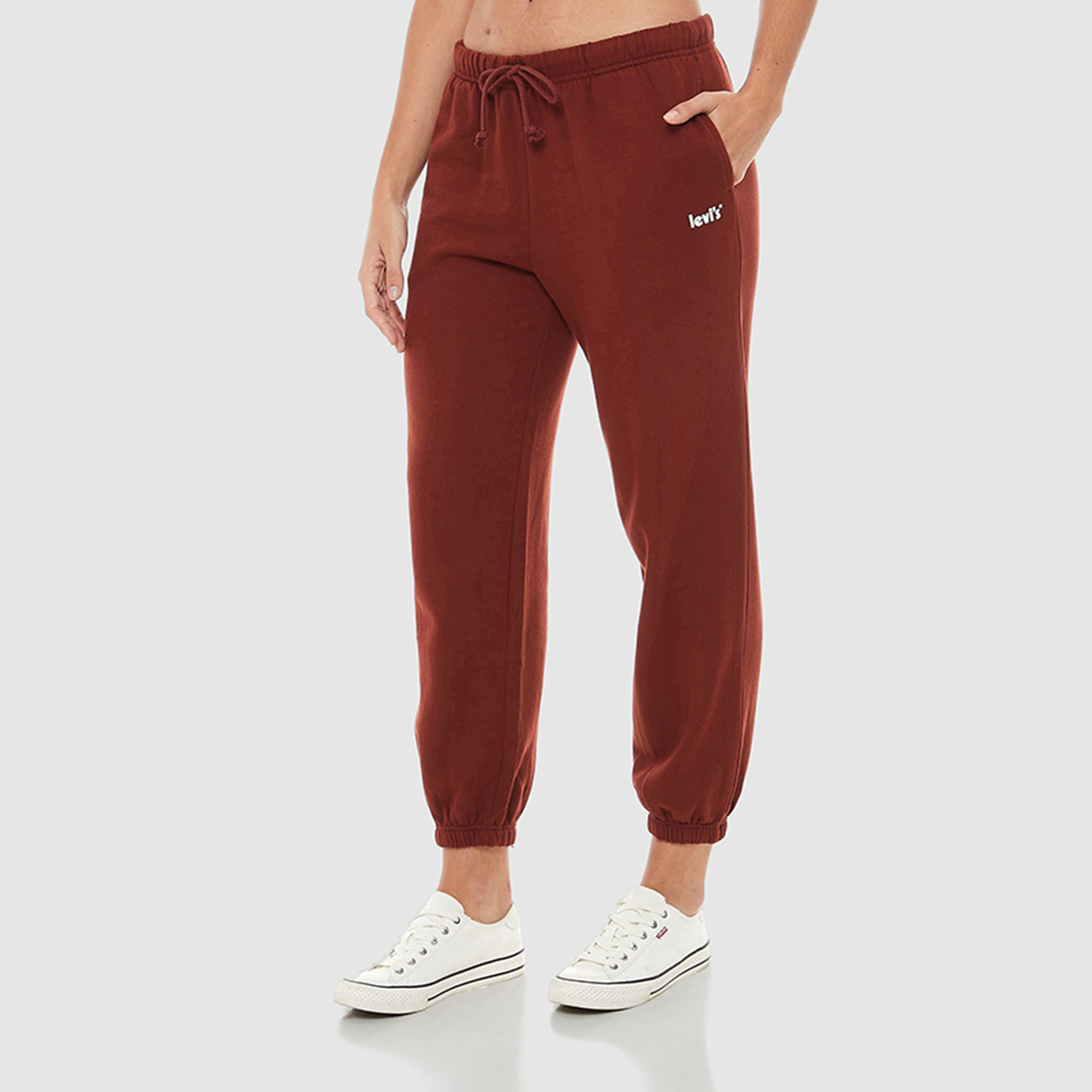 Levi's Women Red Plain Drawstring Joggers with Slant Pockets-women-clothing-bottoms-joggers-image-1