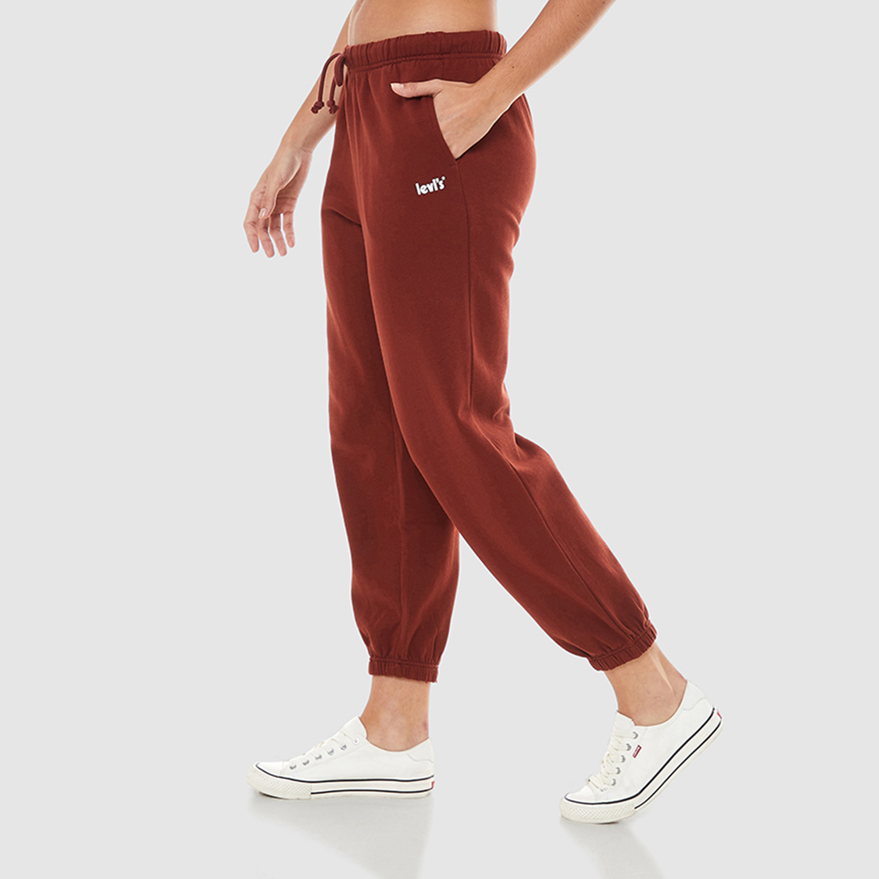 Levi's Women Red Plain Drawstring Joggers with Slant Pockets-women-clothing-bottoms-joggers-image-3
