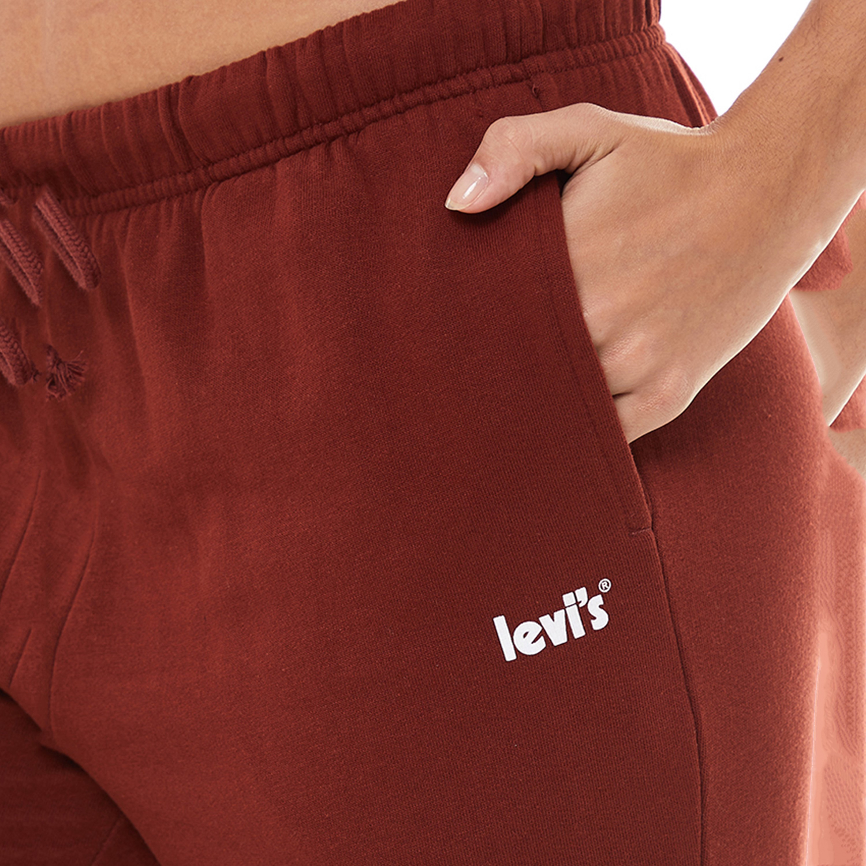 Levi's Women Red Plain Drawstring Joggers with Slant Pockets-women-clothing-bottoms-joggers-image-4