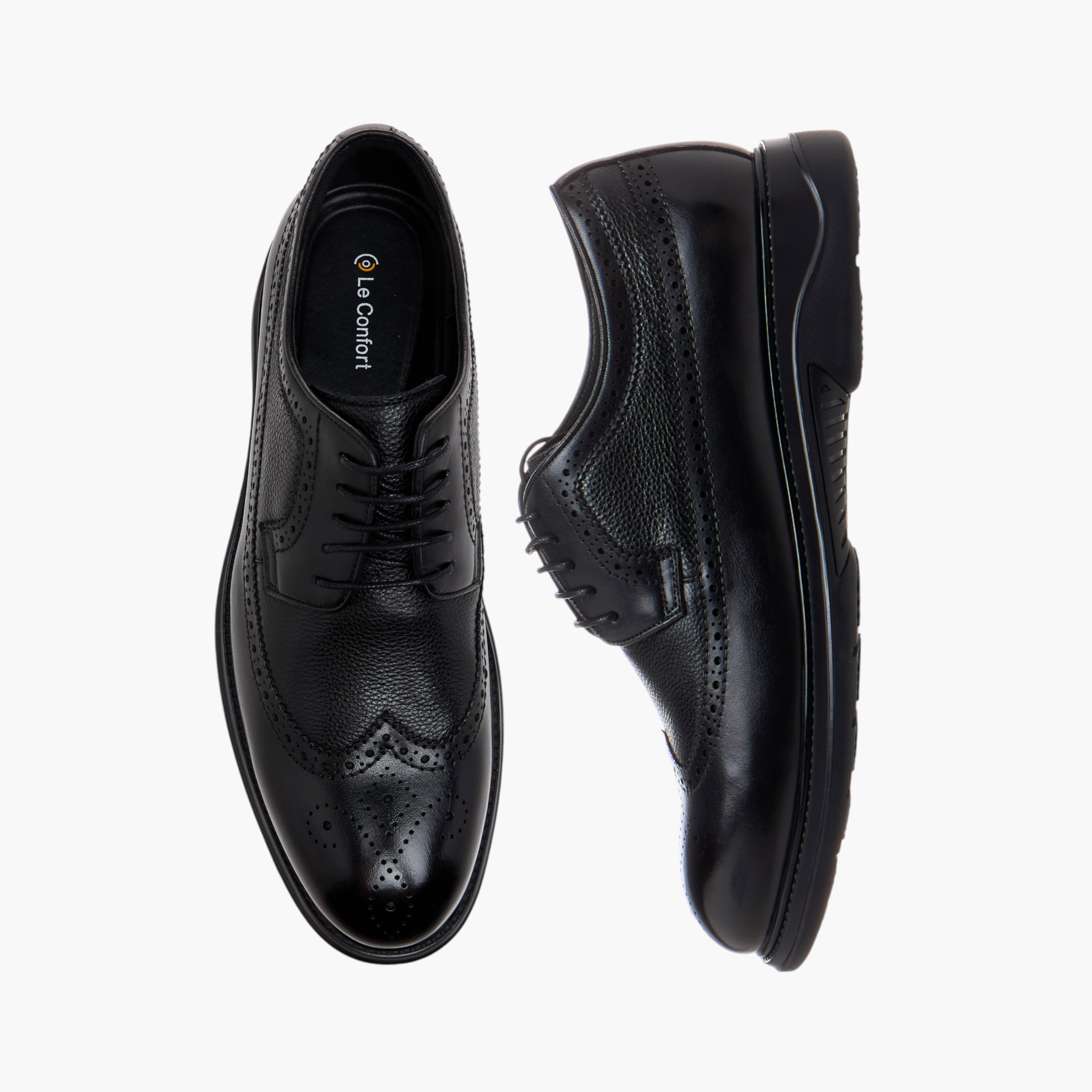 حذاء ديربي جلد بارز الملمس برباط من لو كونفورت-men-shoes-formalshoes-image-1