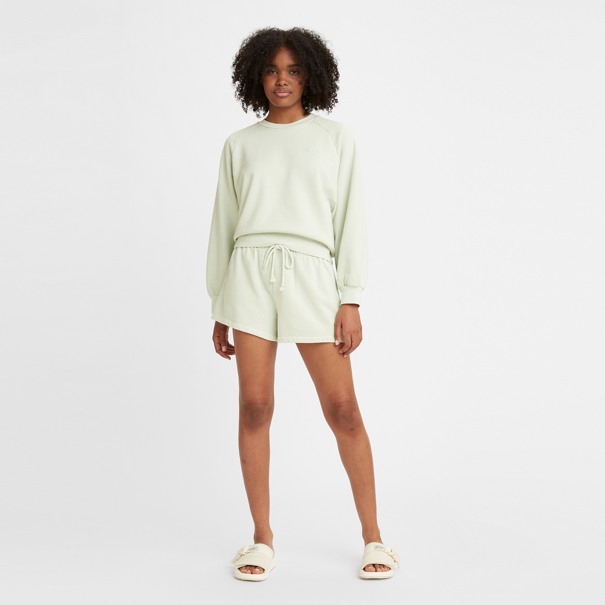 Levi's Women Green Solid Loose Fit Drawstring Sweat Shorts-women-clothing-bottoms-shorts-image-4