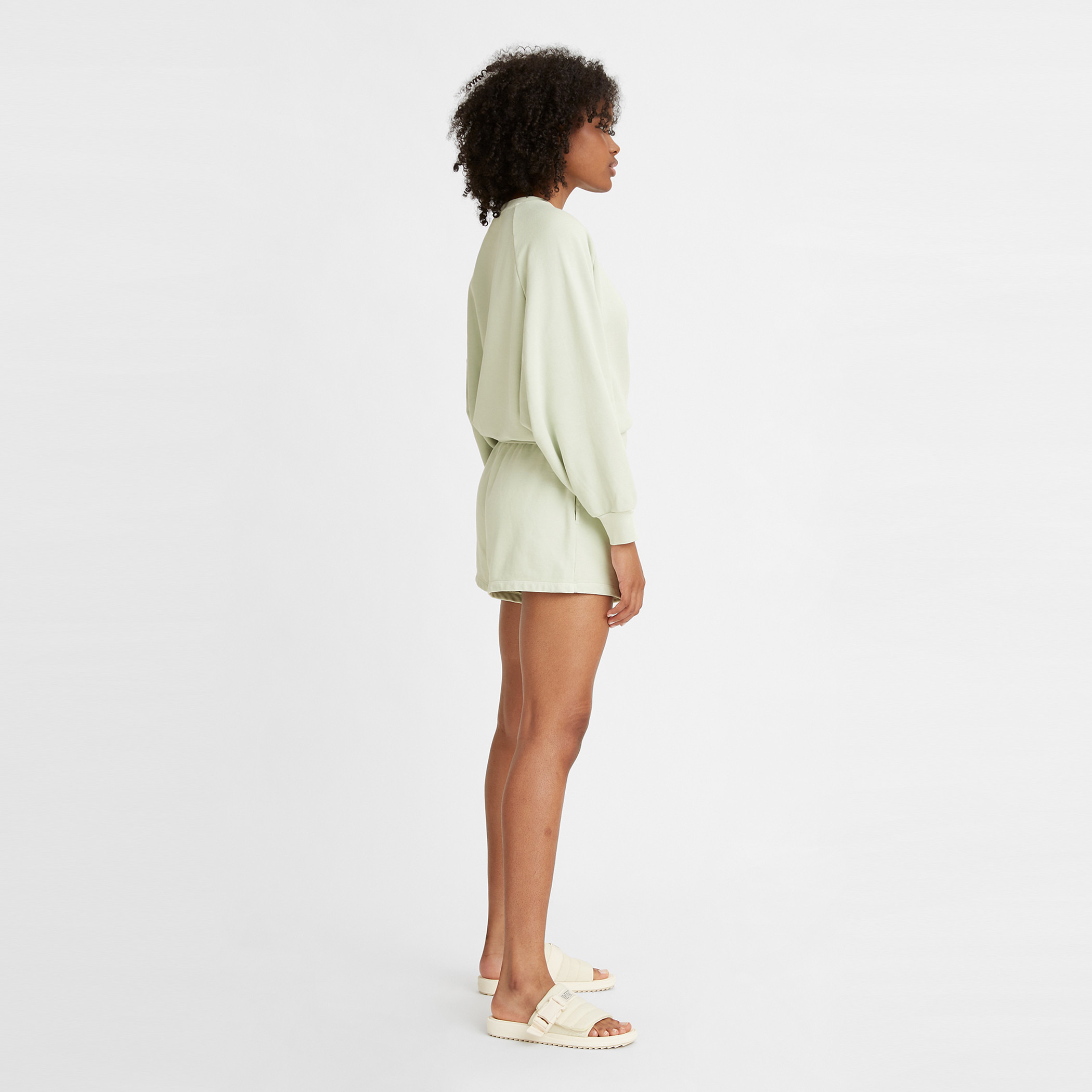 Levi's Women Green Solid Loose Fit Drawstring Sweat Shorts-women-clothing-bottoms-shorts-image-5