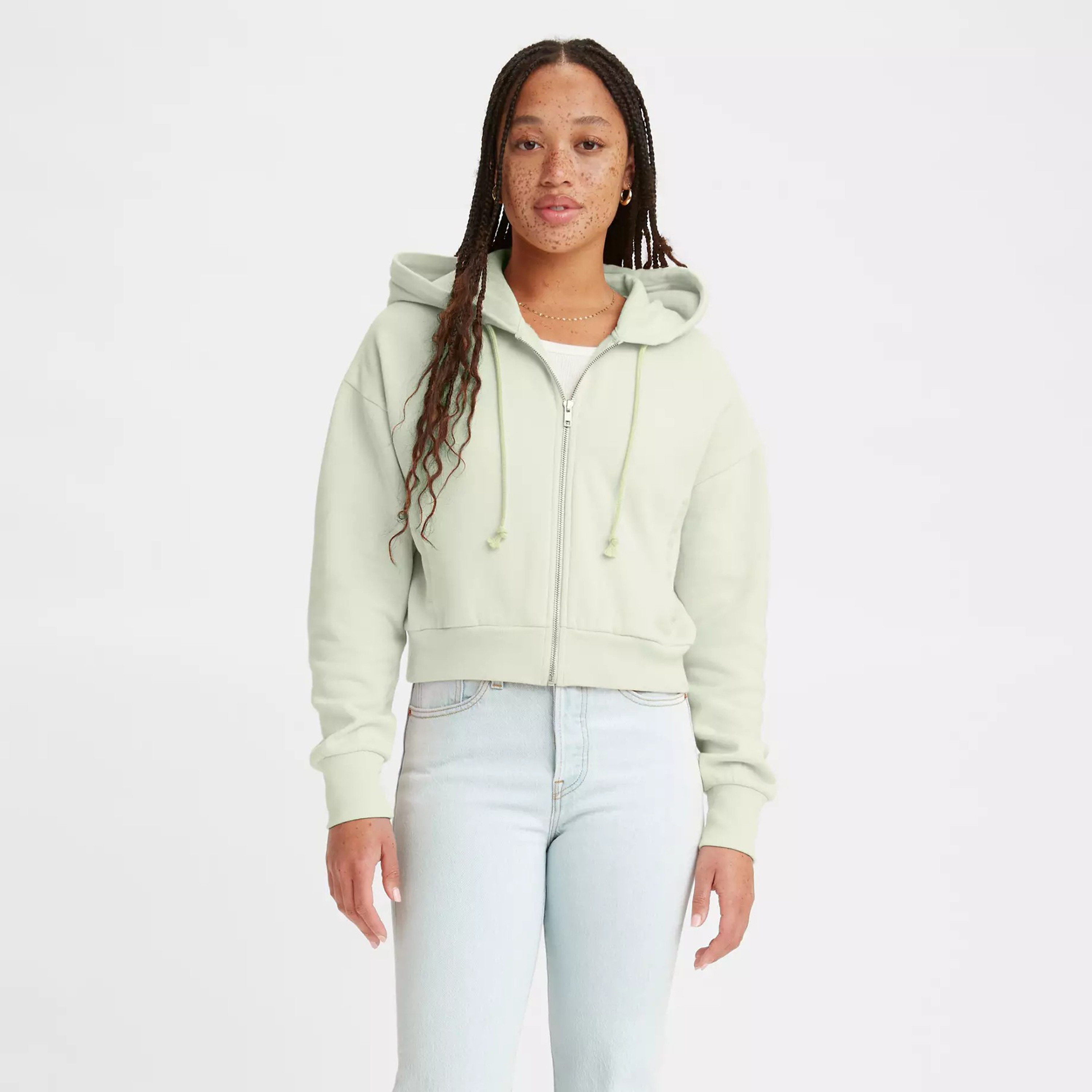 هوديي ليفي عادي مقنعين الرقبة طويلة الأكمام هوديي المرأة-women-clothing-hoodiesandsweatshirts-sweatshirts-image-1
