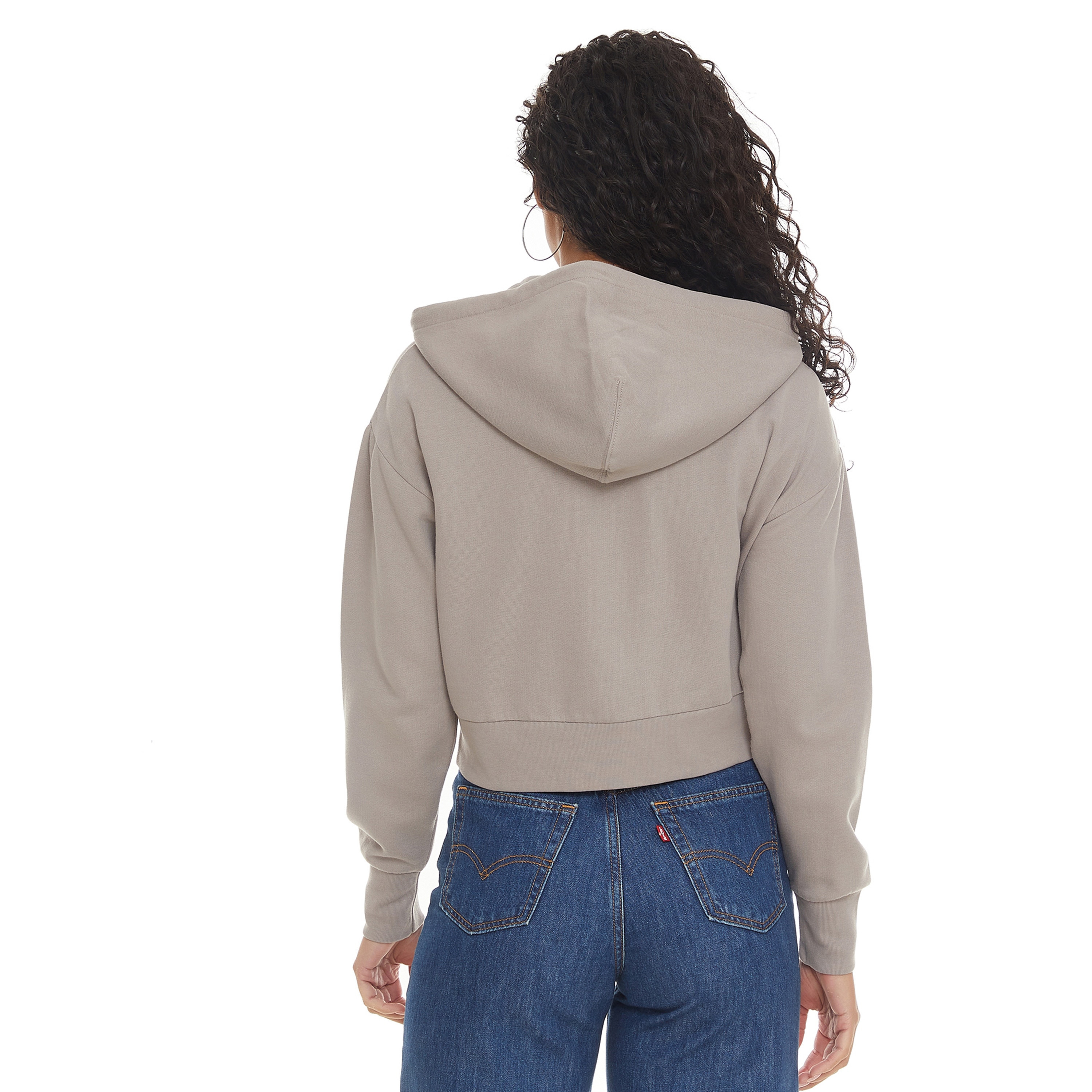 Levi's Women Grey Plain Zip- Front Hoodie with Side Pockets-women-clothing-hoodiesandsweatshirts-hoodies-image-3