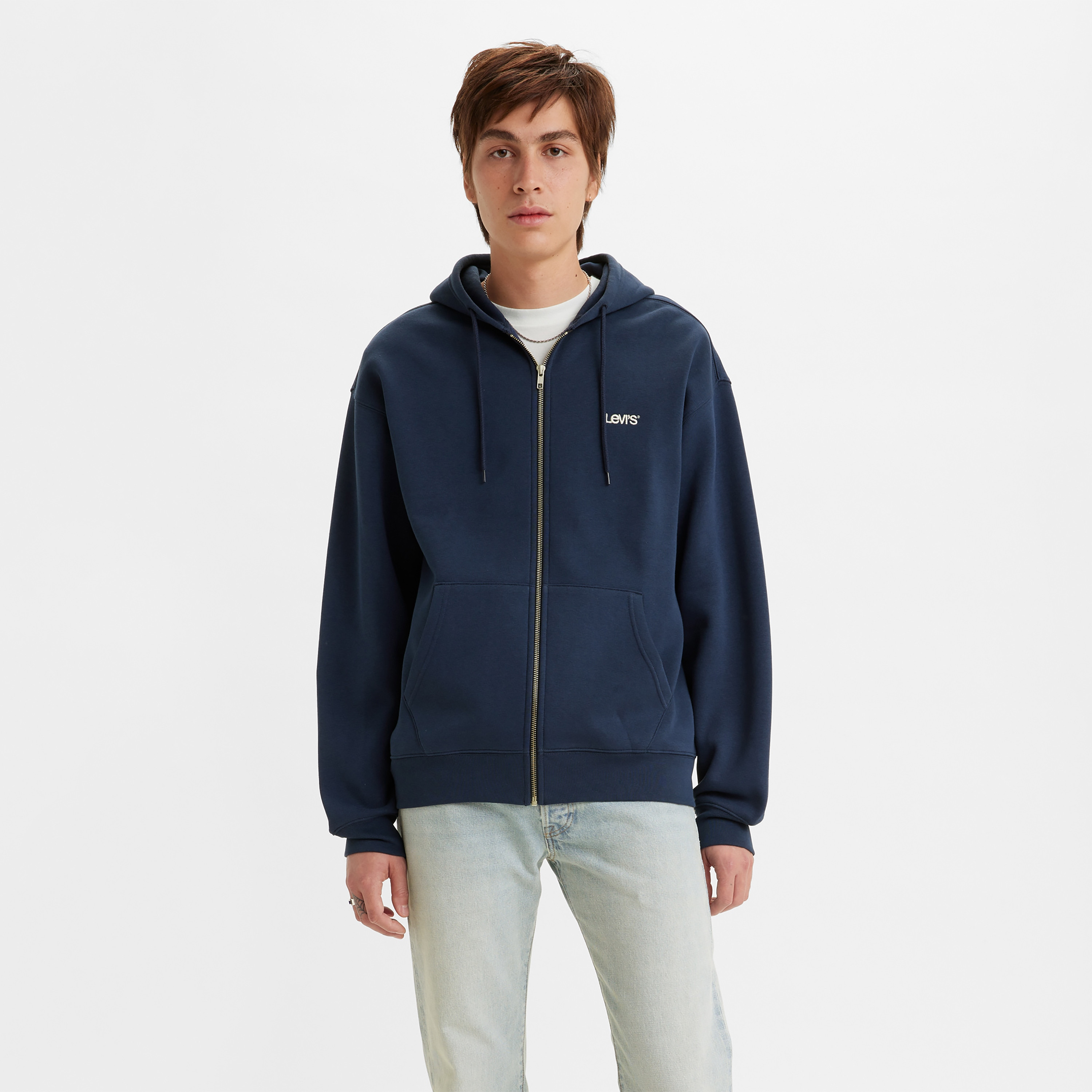هودي رجالي بغطاء رأس وسحاب وأكمام طويلة بشعار من ليفايس-men-clothing-hoodiesandsweatshirts-image-1