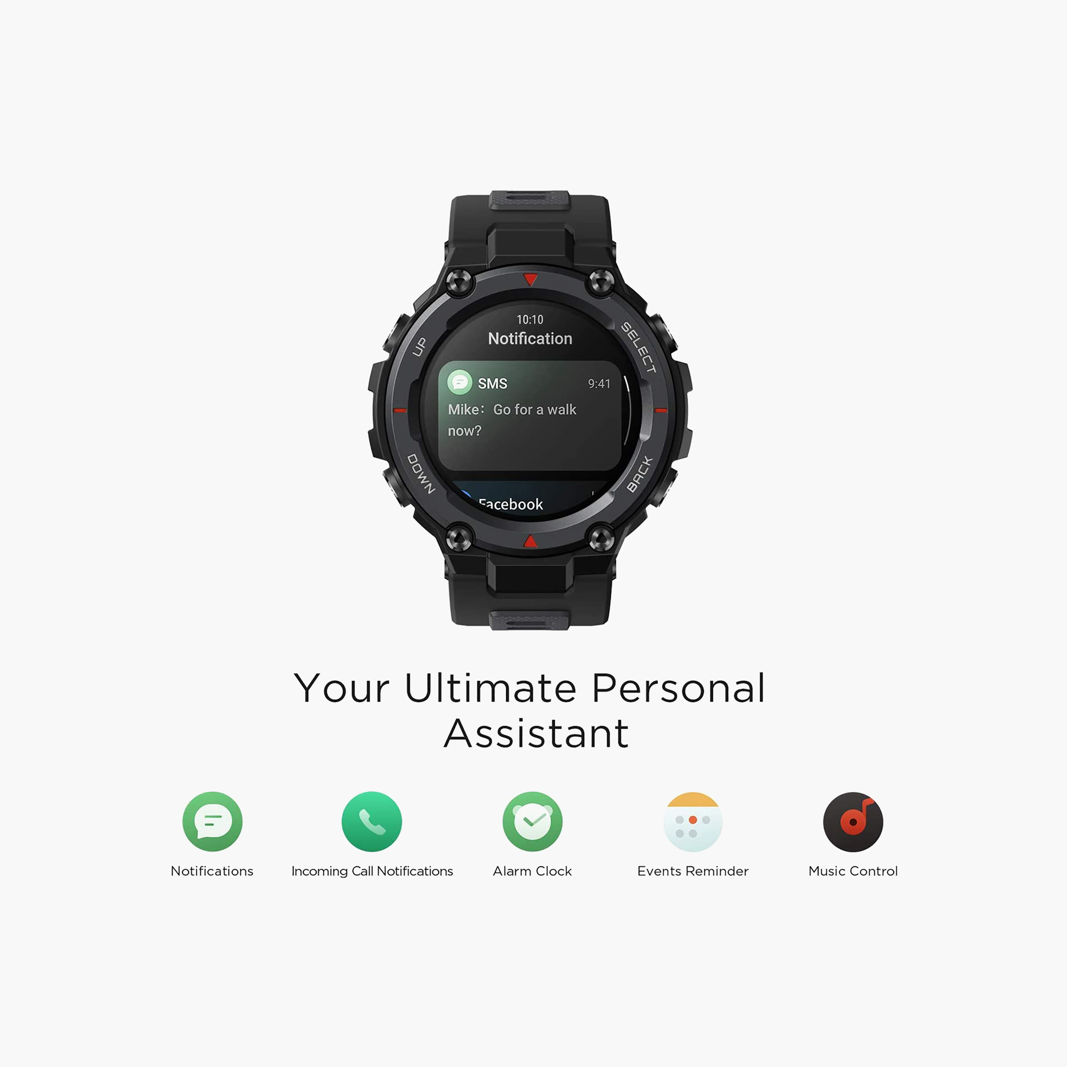 Amazfit Men Black Smart Fluoroelastomer Strap Watch-men-watchesandjewellery-watches-image-2
