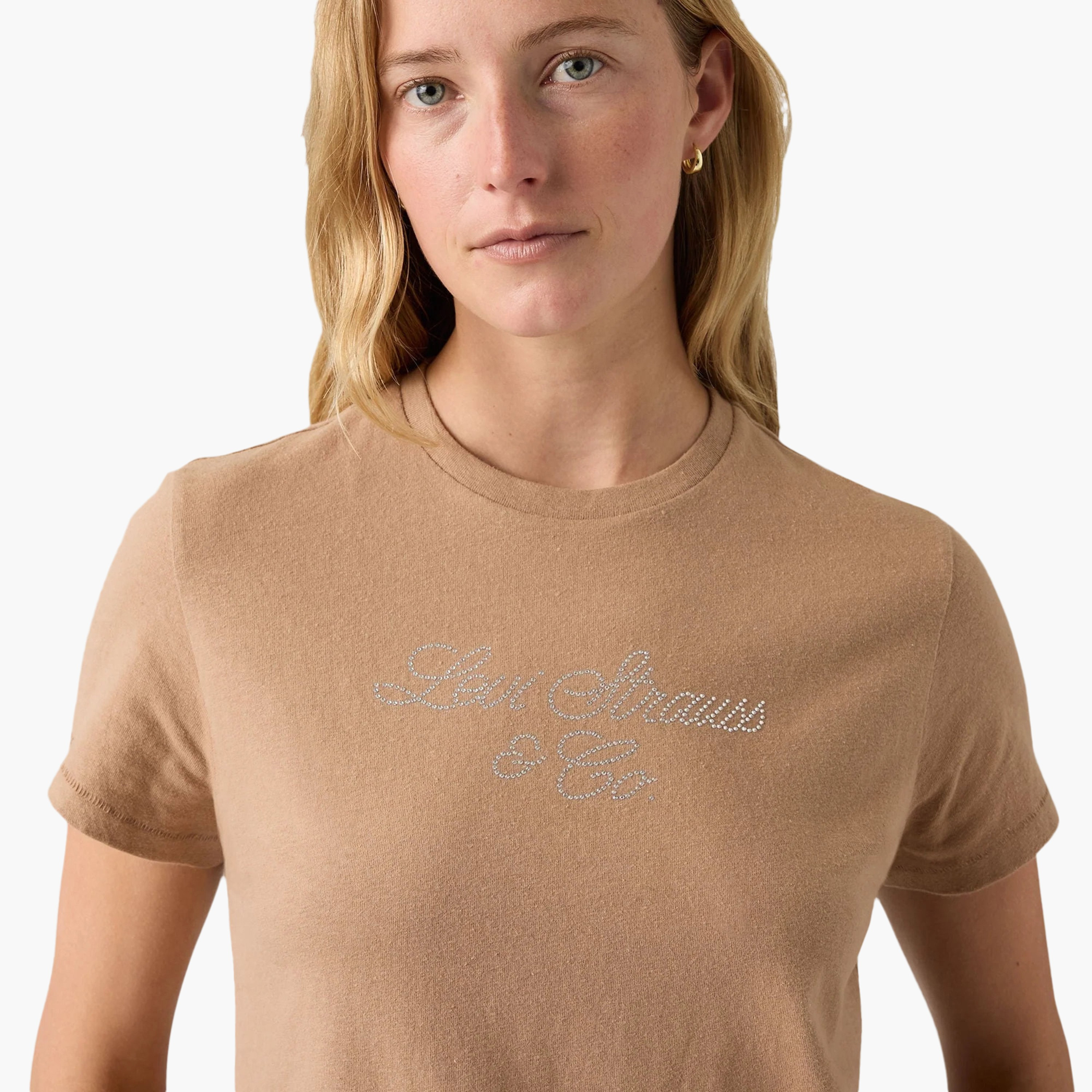 تيشيرت نسائي مزخرف بياقة دائرية وأكمام قصيرة من ليفايس-women-clothing-tshirts-image-3