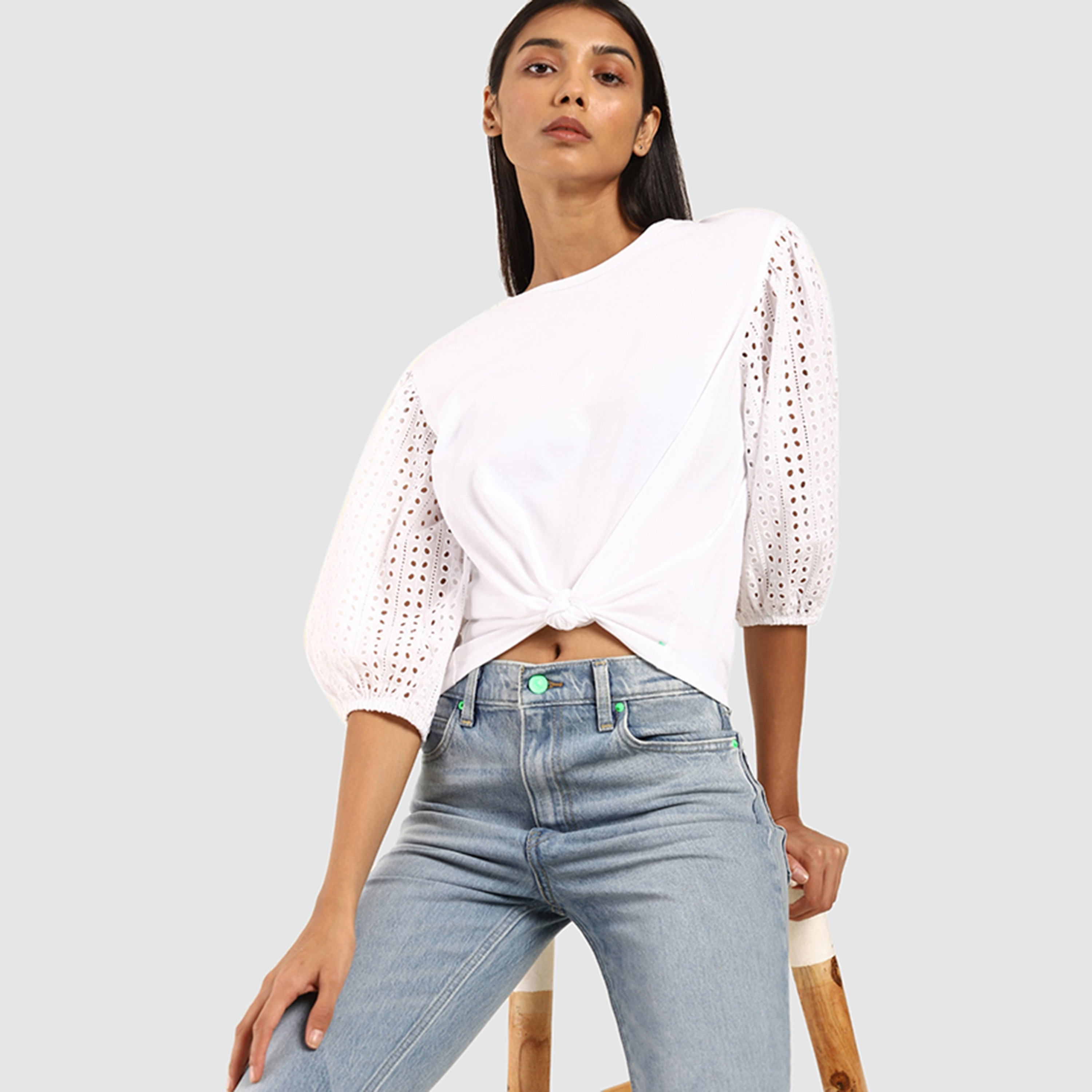 Levi's Embroidered Round Neck Short Sleeves Women's Top-women-clothing-shirtsandblouses-blouses-image-1