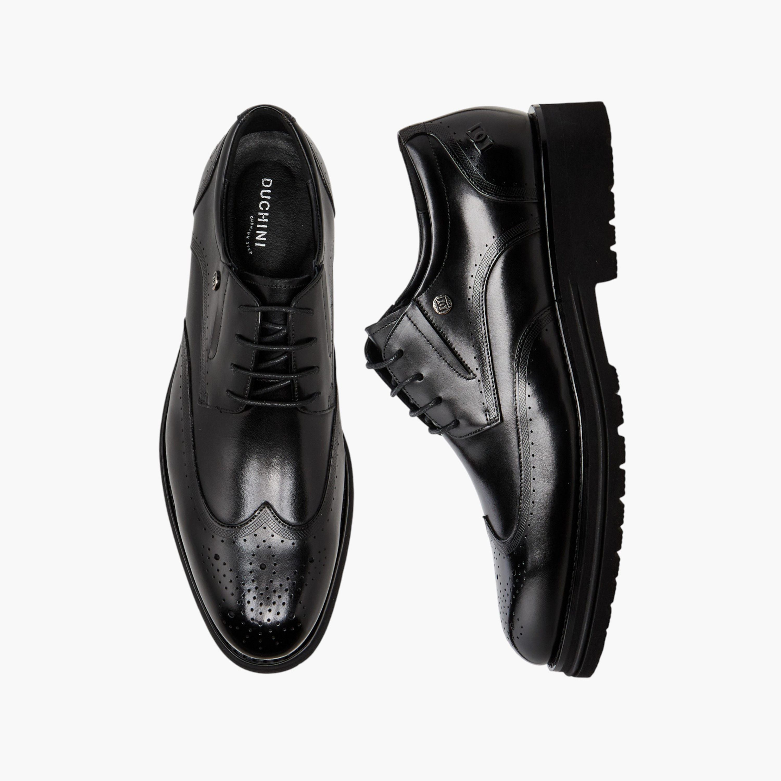 Duchini Men Perforated Genuine Leather Derby Shoes-men-shoes-formalshoes-image-1
