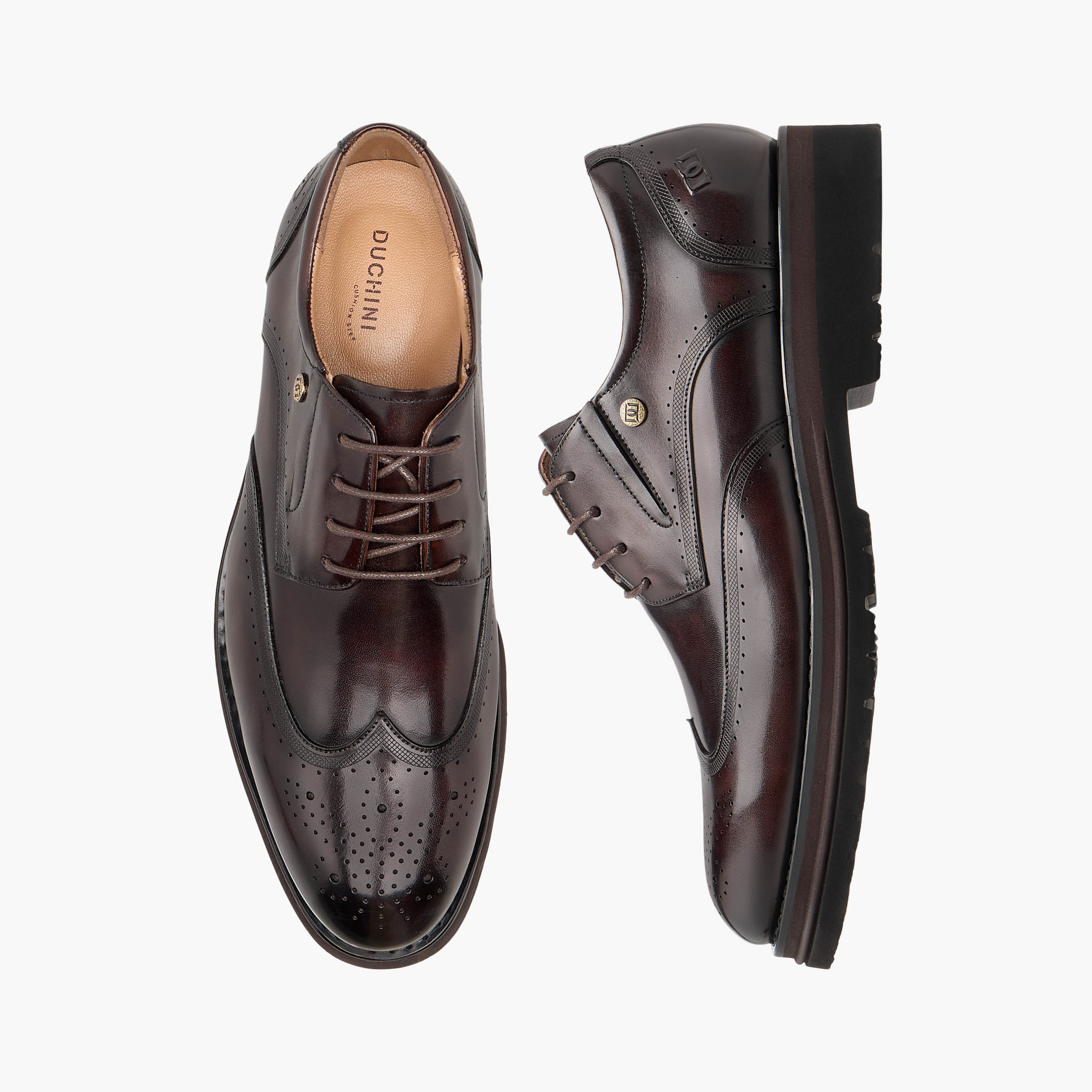 Duchini Men Perforated Genuine Leather Derby Shoes-men-shoes-formalshoes-image-1