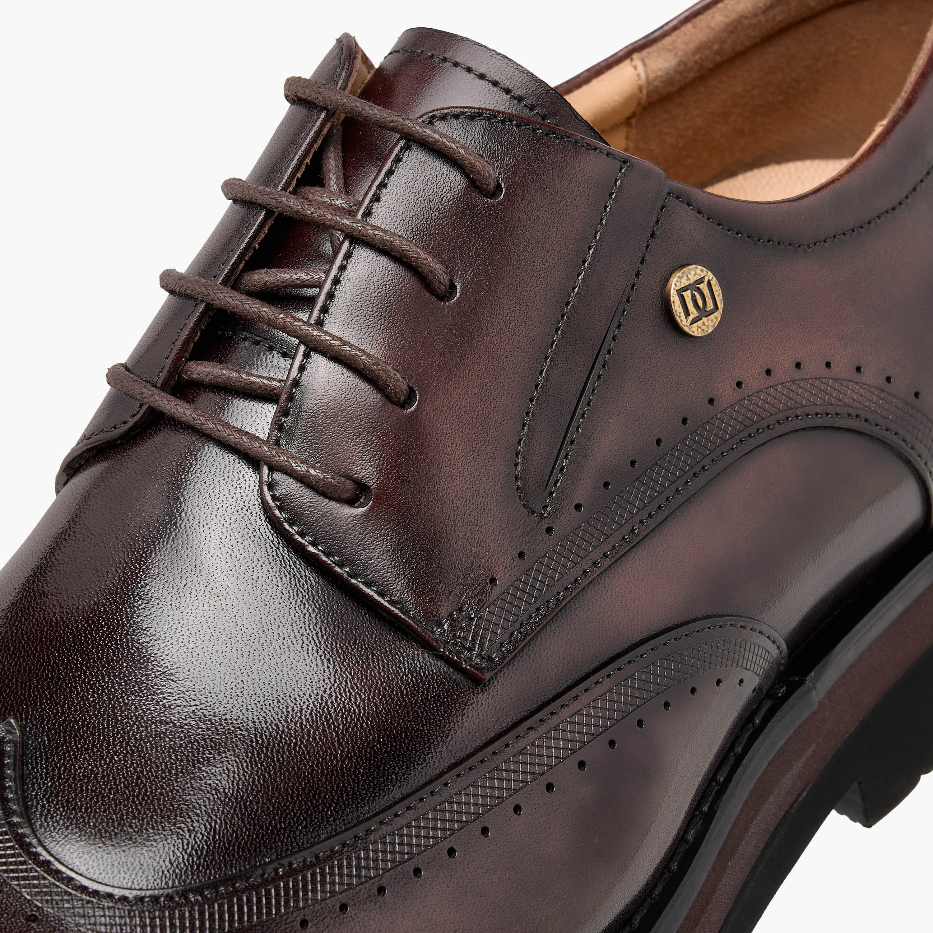 Duchini Men Perforated Genuine Leather Derby Shoes-men-shoes-formalshoes-image-4