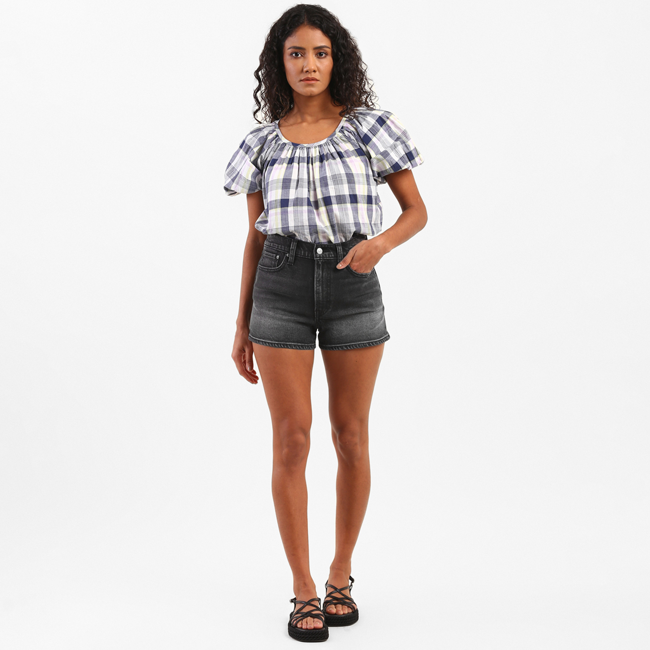 Levi's Women Grey Solid Regular Fit Shorts with Pocket-women-clothing-bottoms-shorts-image-5