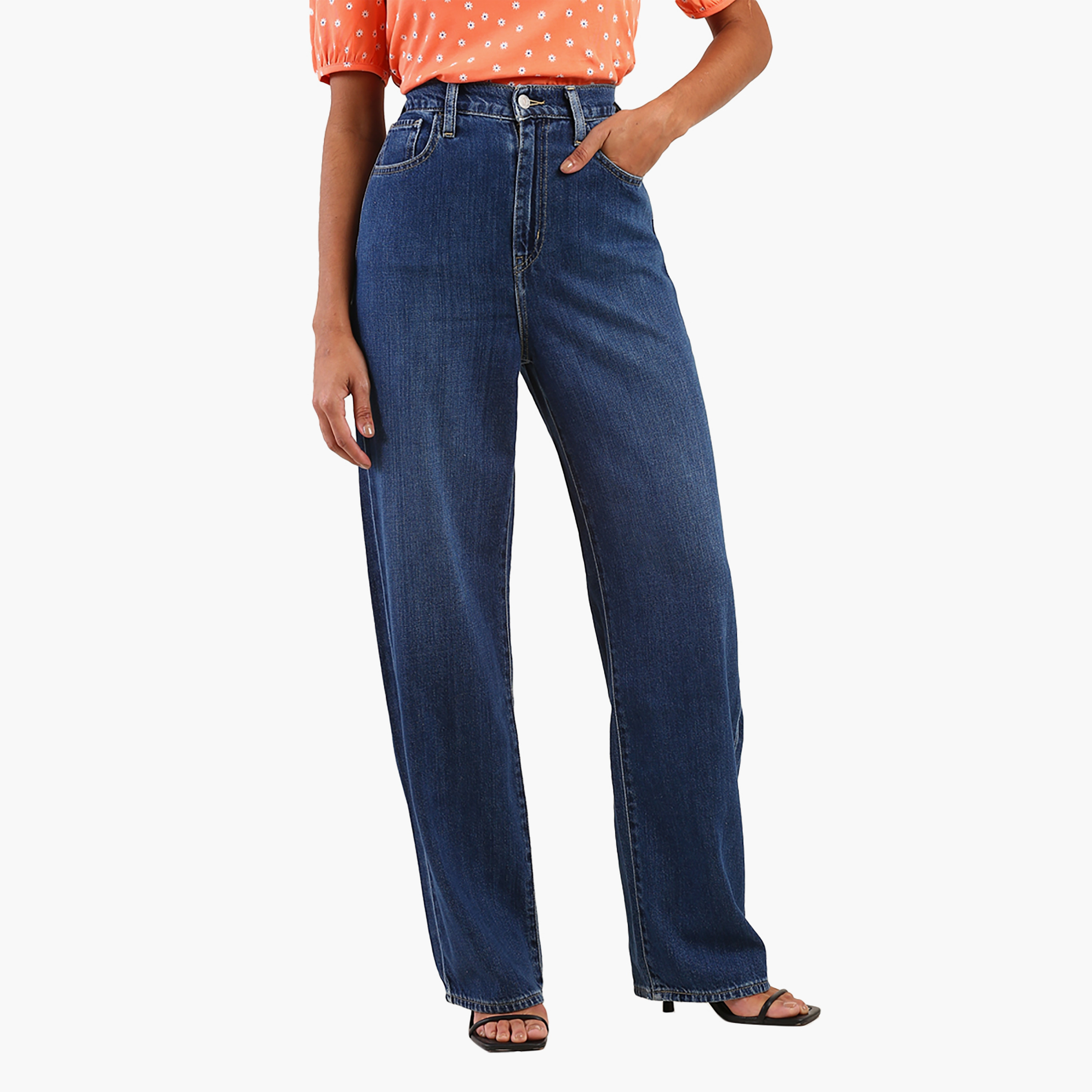 Levi's Straight Fit Blue 5 Pockets Women's Jeans-women-clothing-bottoms-jeans-image-1