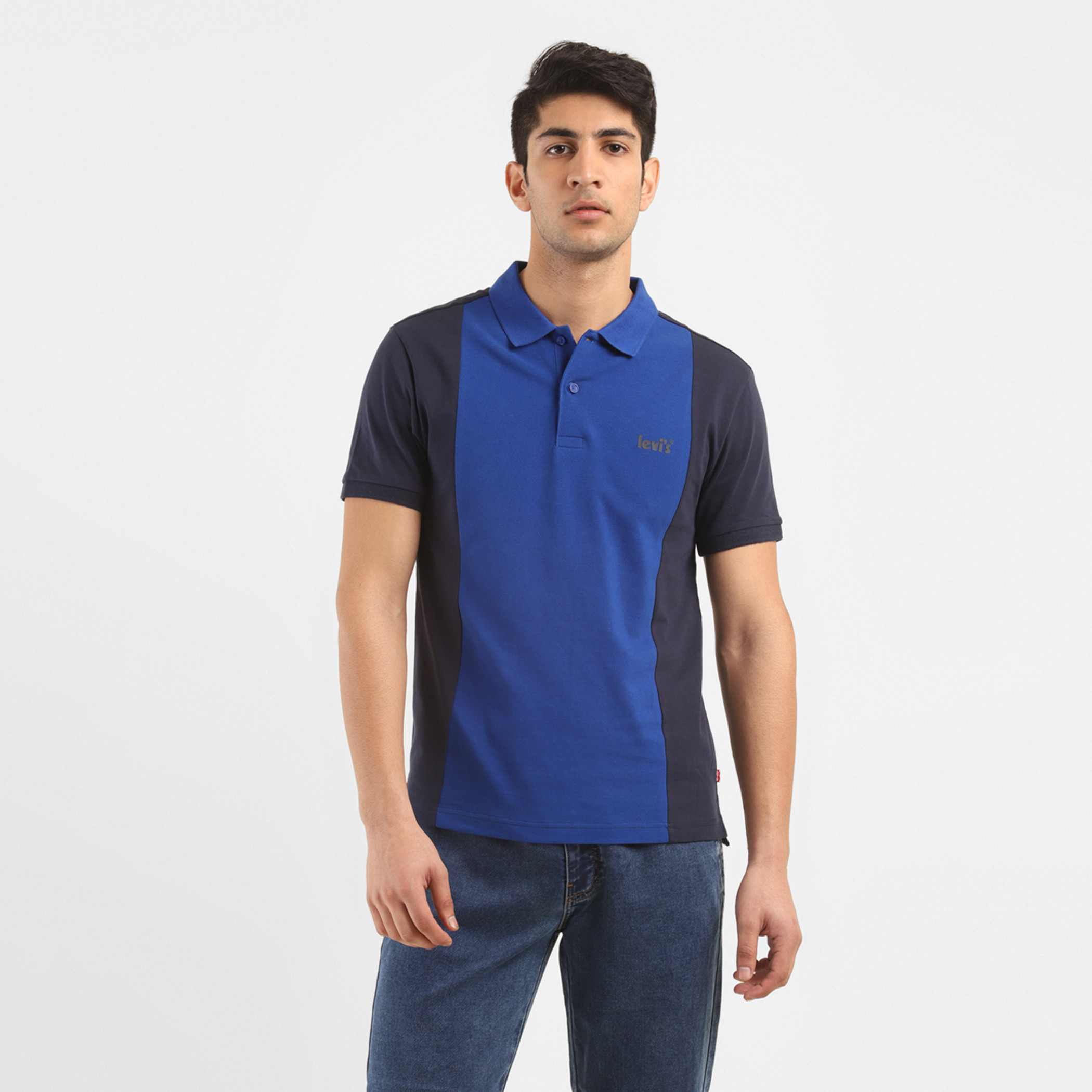 تي شيرت بولو ليفي بأكمام قصيرة بياقة مقوسة اللون أزرق للرجال-men-clothing-tshirtsandpolos-polos-image-1