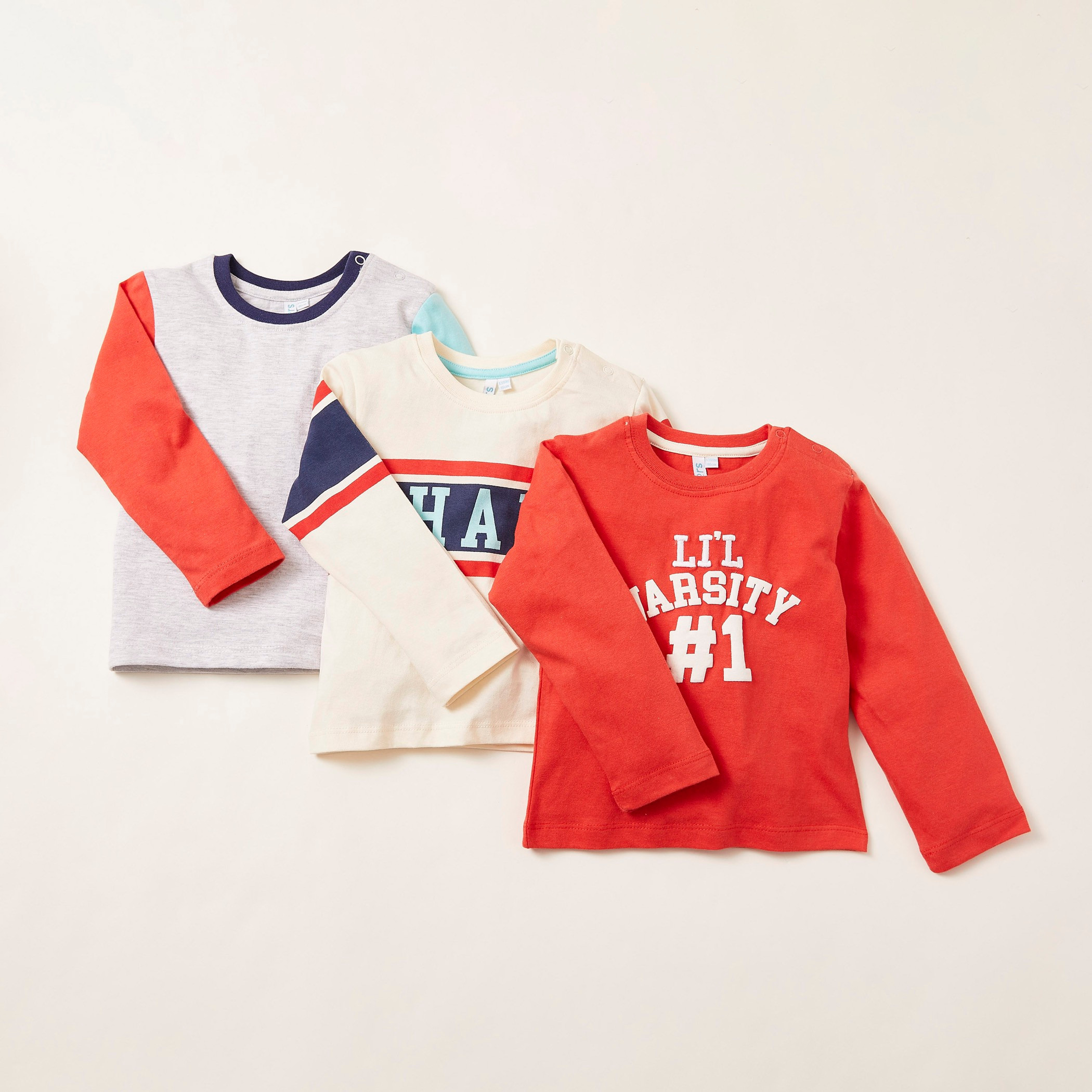 Juniors Graphic Print Round Neck T-shirt - Set of 3-baby-boys-clothing-tshirtsandpolos-image-1