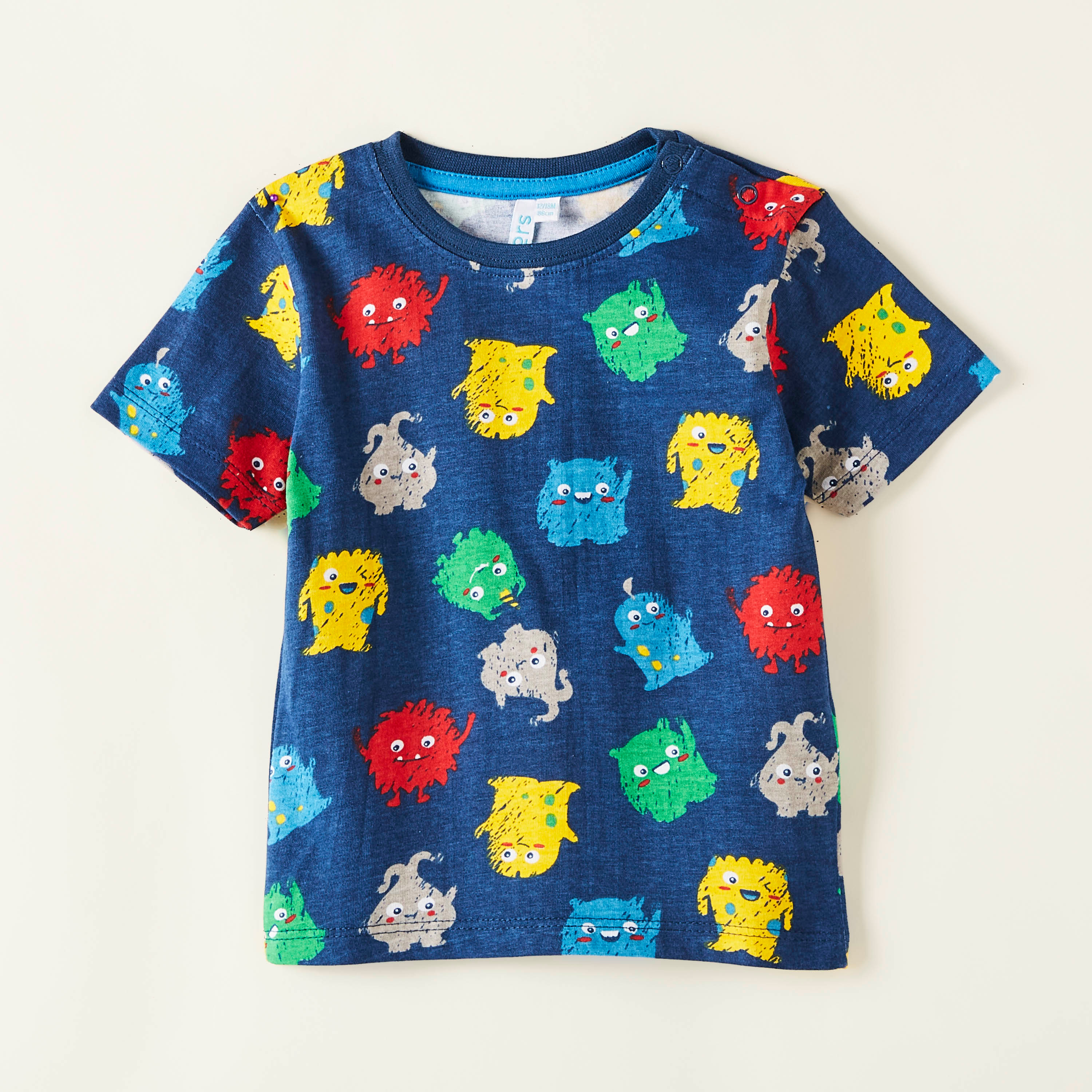 Juniors All-Over Print T-shirt with Round Neck and Short Sleeves-baby-boys-clothing-tshirtsandpolos-image-1