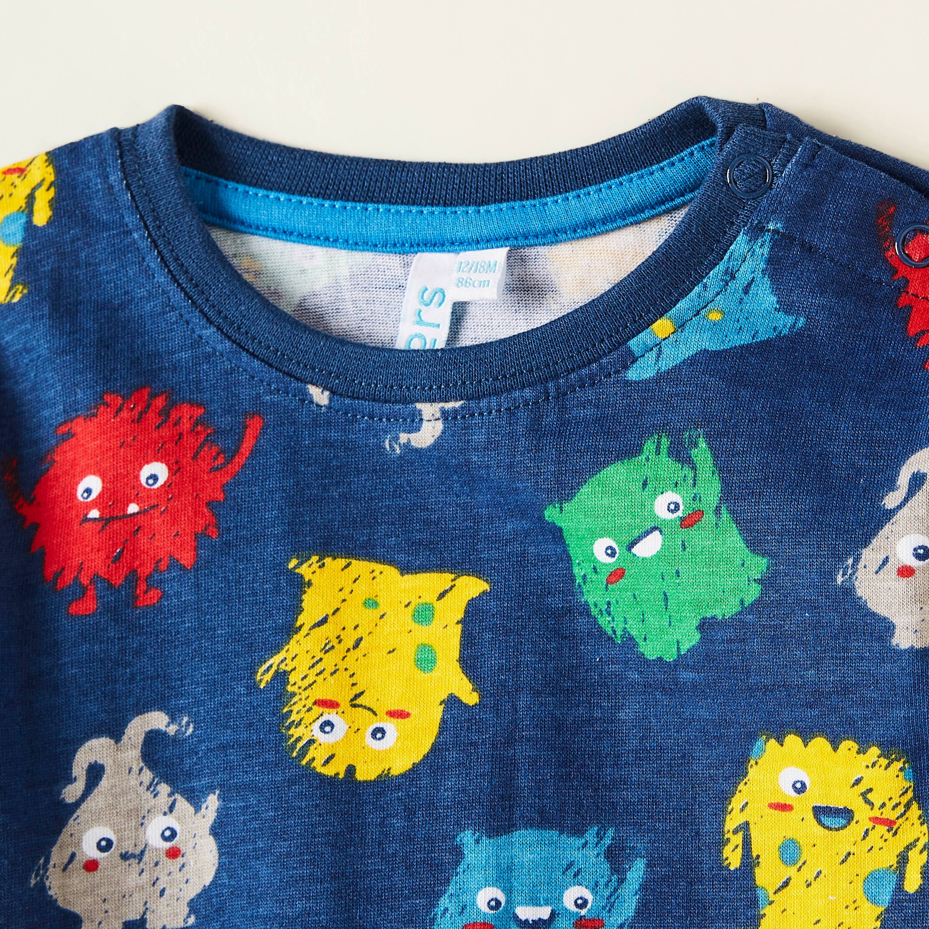 Juniors All-Over Print T-shirt with Round Neck and Short Sleeves-baby-boys-clothing-tshirtsandpolos-image-2