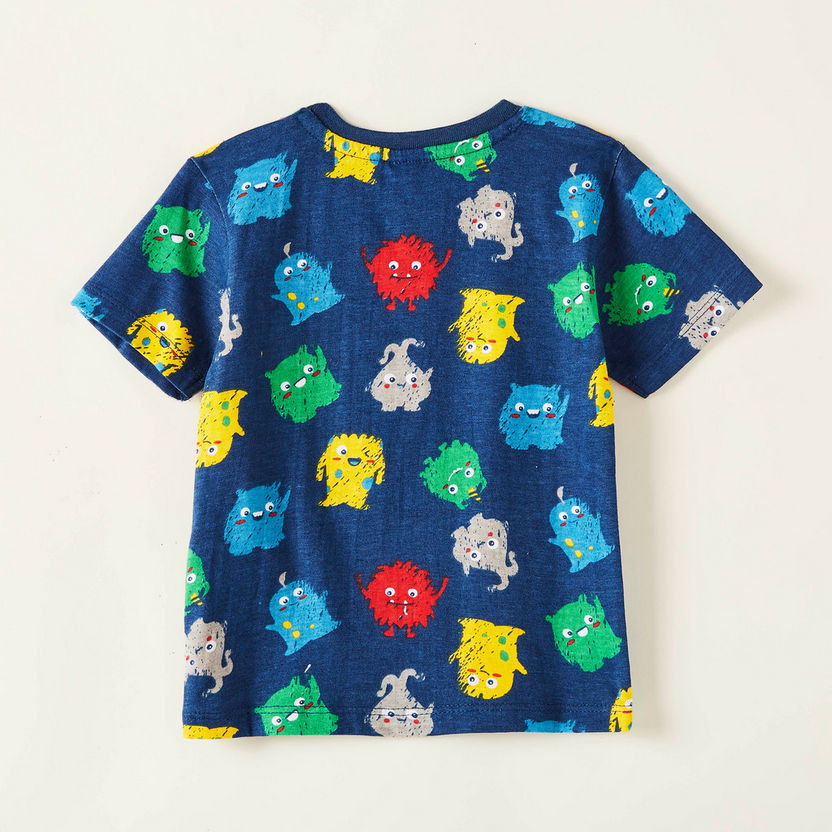 Juniors All-Over Print T-shirt with Round Neck and Short Sleeves-Shirts-image-3
