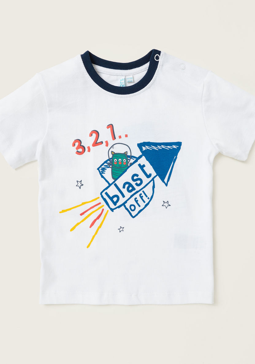Juniors Graphic Print T-shirt with Short Sleeves - Set of 3-T Shirts-image-2