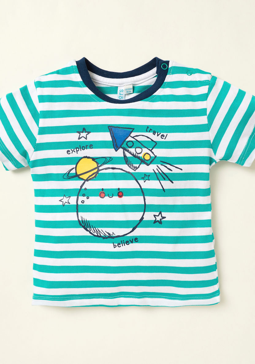 Juniors Graphic Print T-shirt with Short Sleeves - Set of 3-T Shirts-image-3