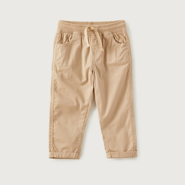 Juniors Solid Woven Pants with Drawstring Closure