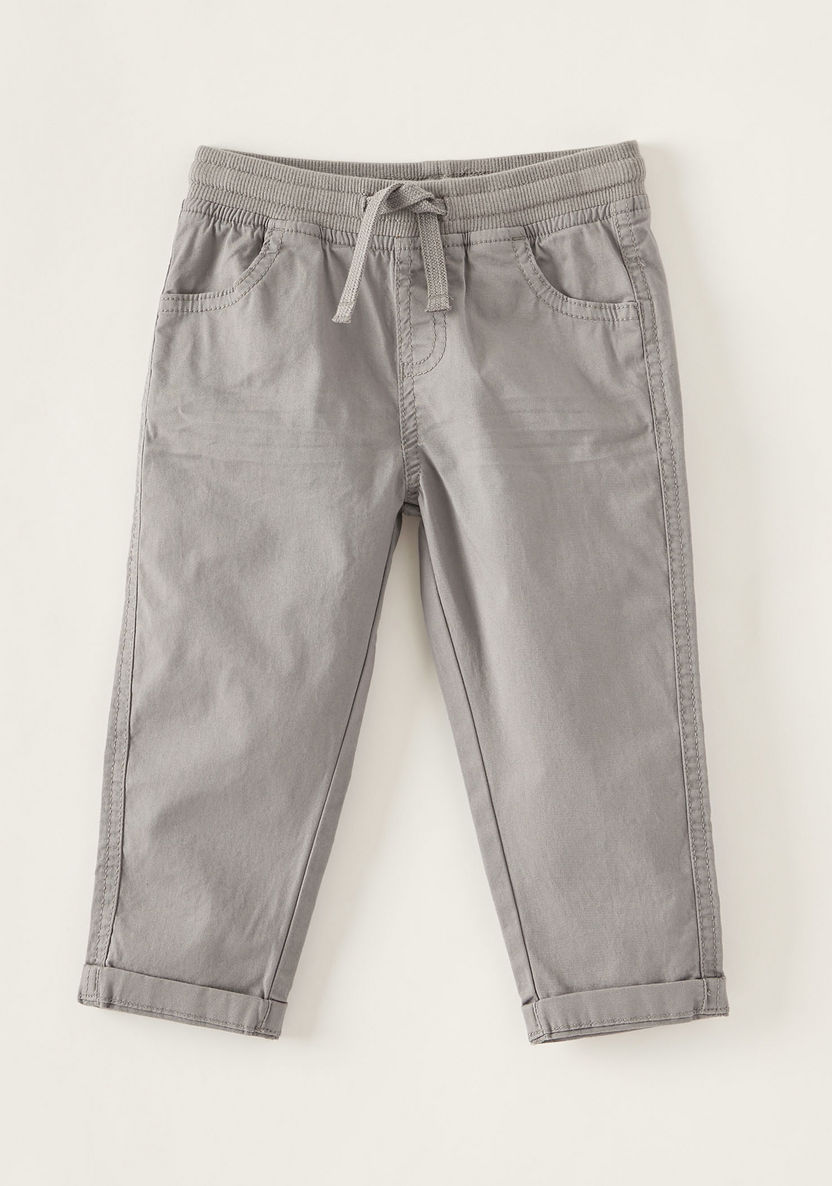 Juniors Solid Woven Pants with Drawstring Closure-Pants-image-0